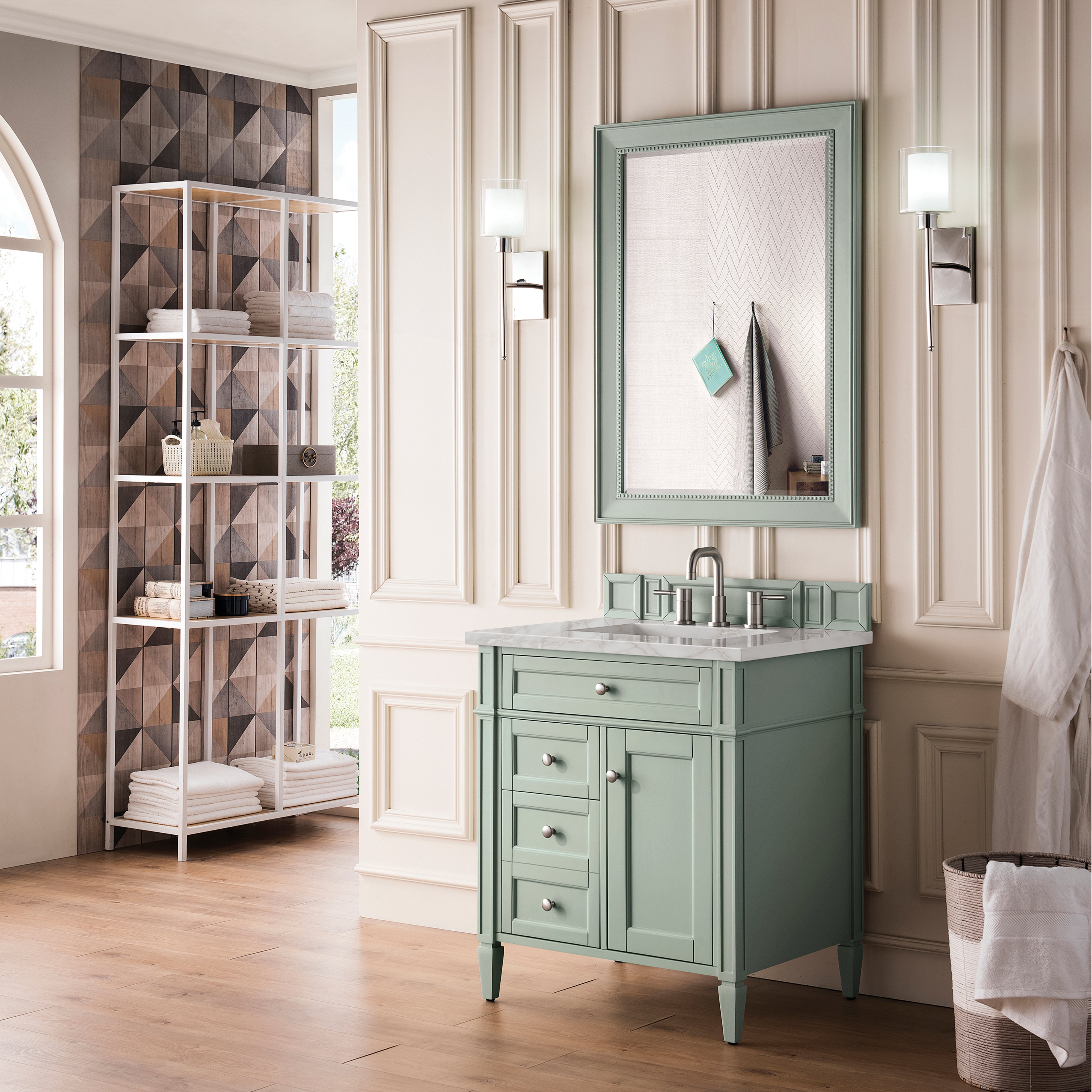James Martin Brittany 30" Single Vanity in Sage Green with 3cm Countertop
