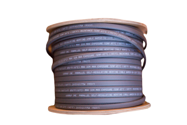 Warmup Self-Regulated cable, 240V, 5 Watts per linear foot. Sold in 500-foot spools.