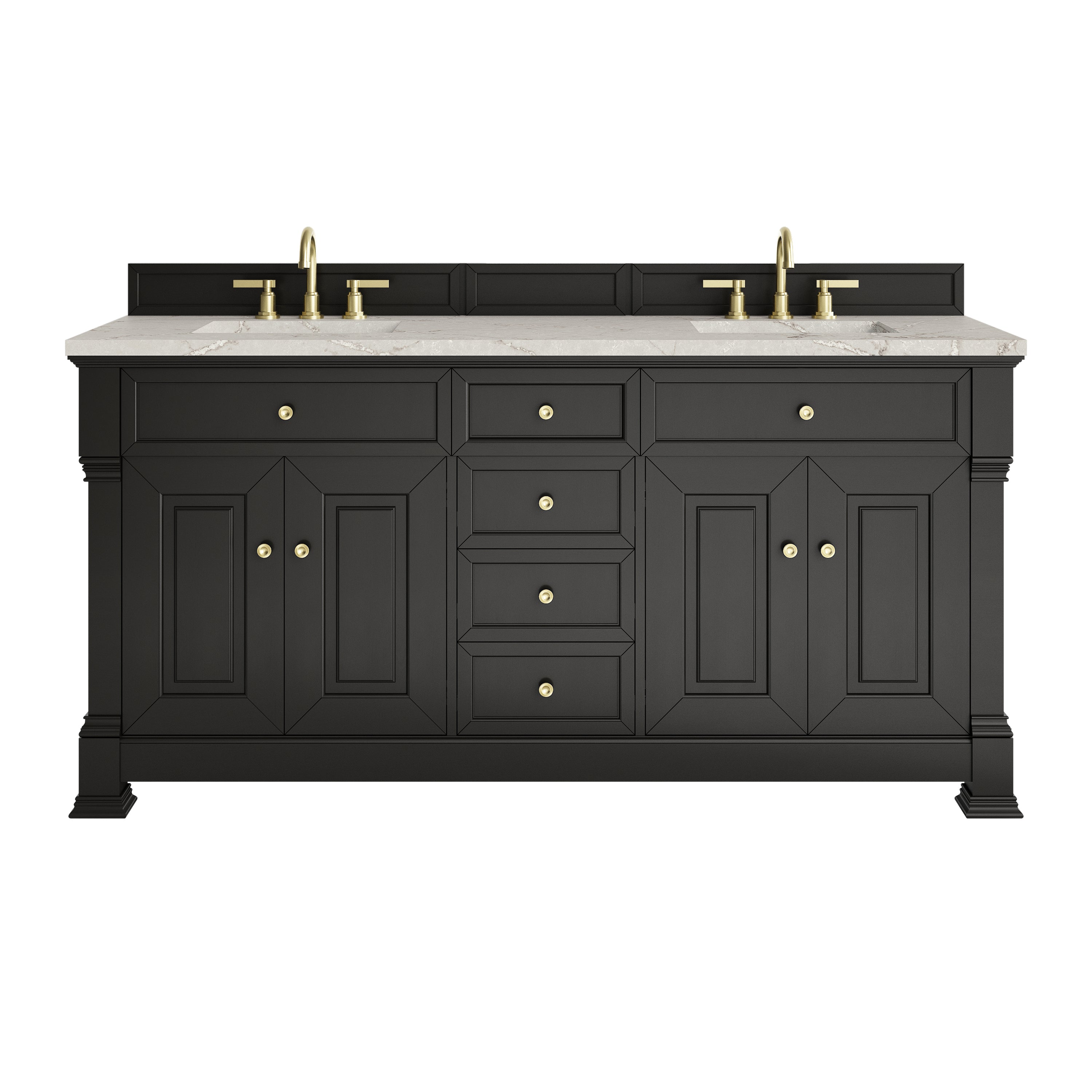 James Martin Brookfield 72" Double Vanity in Black Onyx with 3cm Countertop