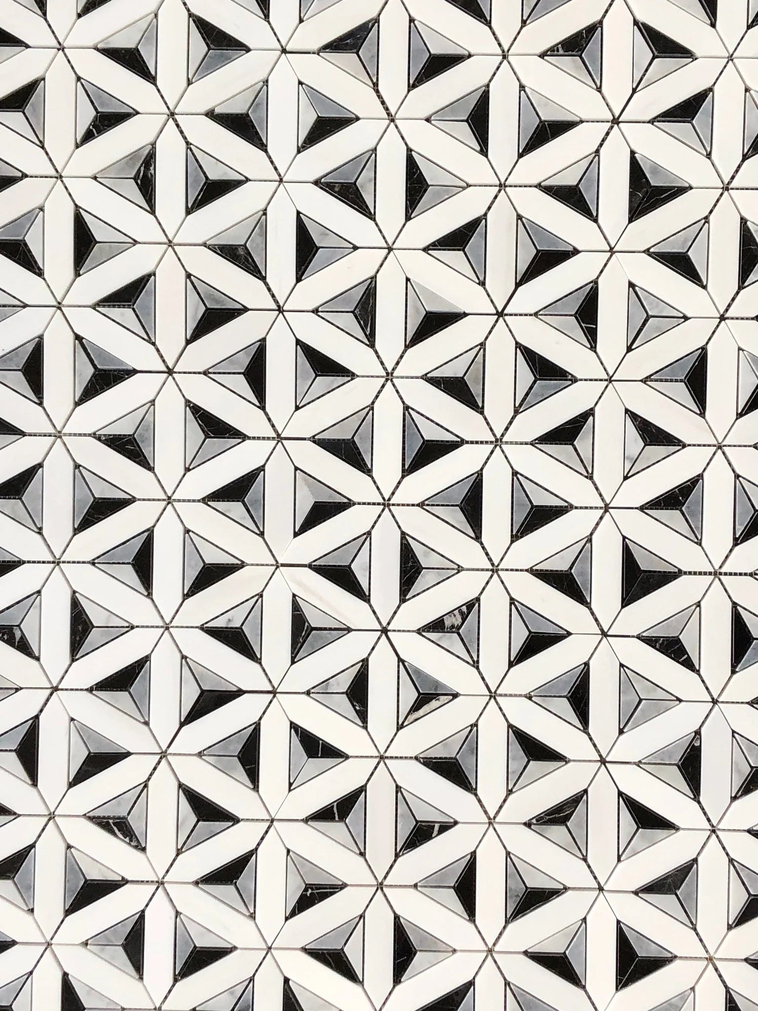 Delta Waterjet Mosaic with Dolomite, Ocean Grey, & Nero