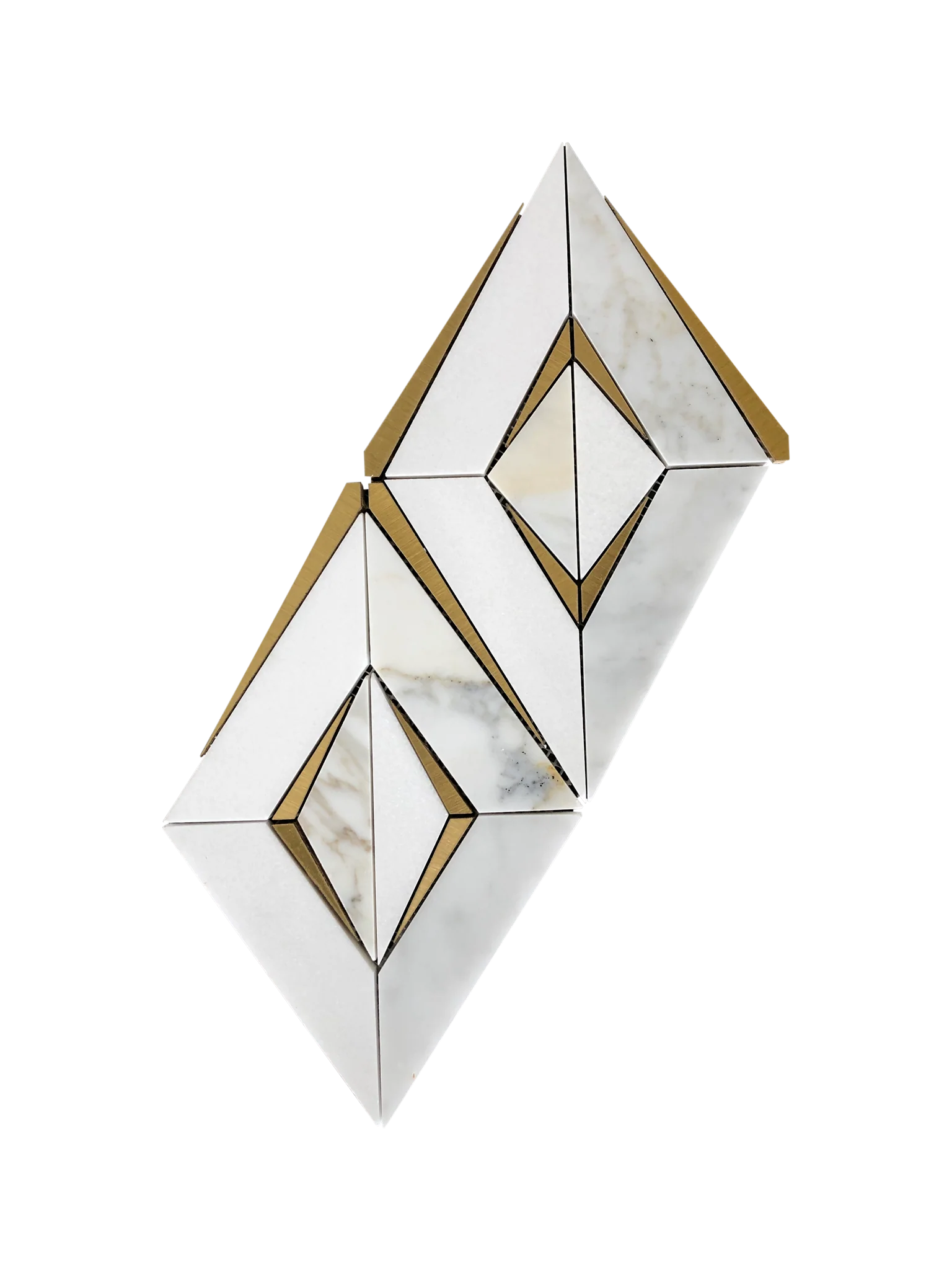 DIAMOND MOSAIC POLISHED THASSOS CALACATTA  AND BRASS