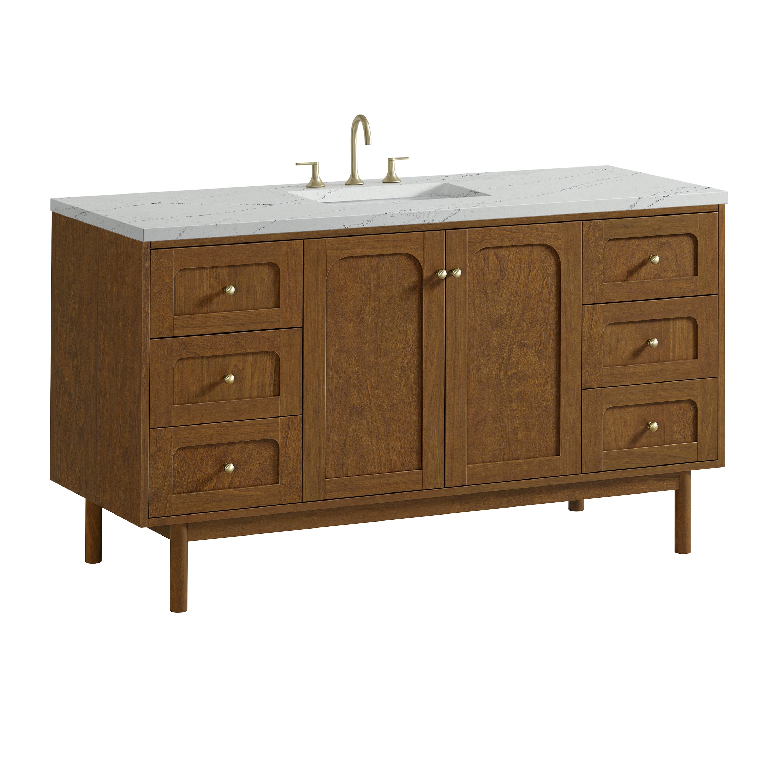 James Martin Laurent 60" Single Vanity in Honey Oak with 3cm Countertop and FreePower Wireless Charger