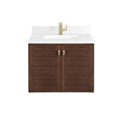 James Martin Amberly 30" Single Vanity in Mid-Century Walnut with 3cm Countertop