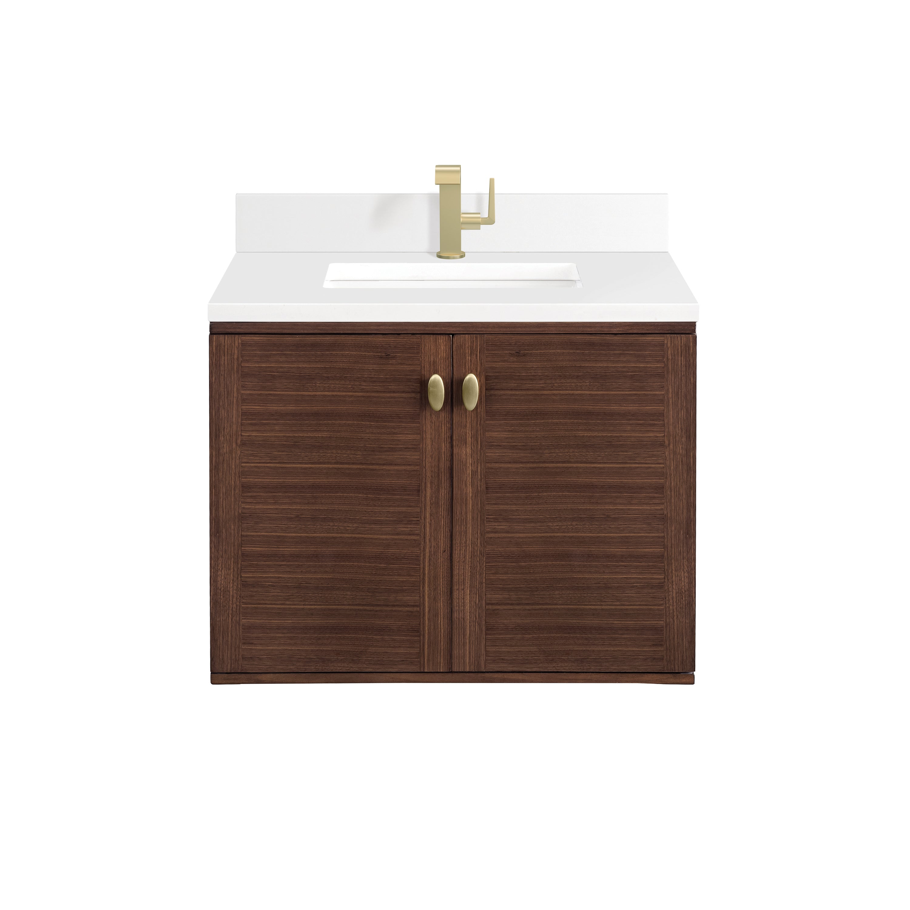 James Martin Amberly 30" Single Vanity in Mid-Century Walnut with 3cm Countertop
