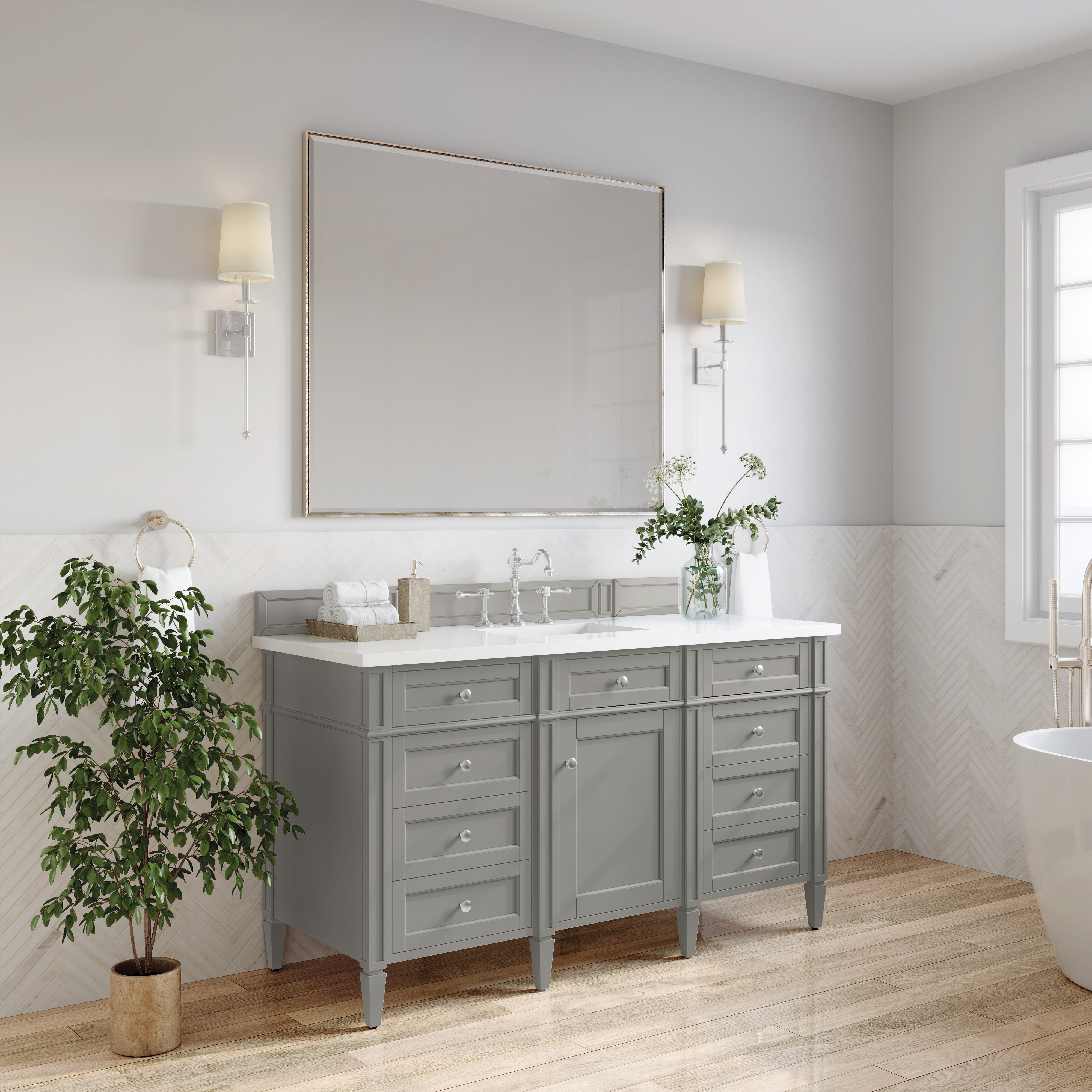 James Martin Brittany 60" Single Vanity in Urban Gray with 3cm Countertop