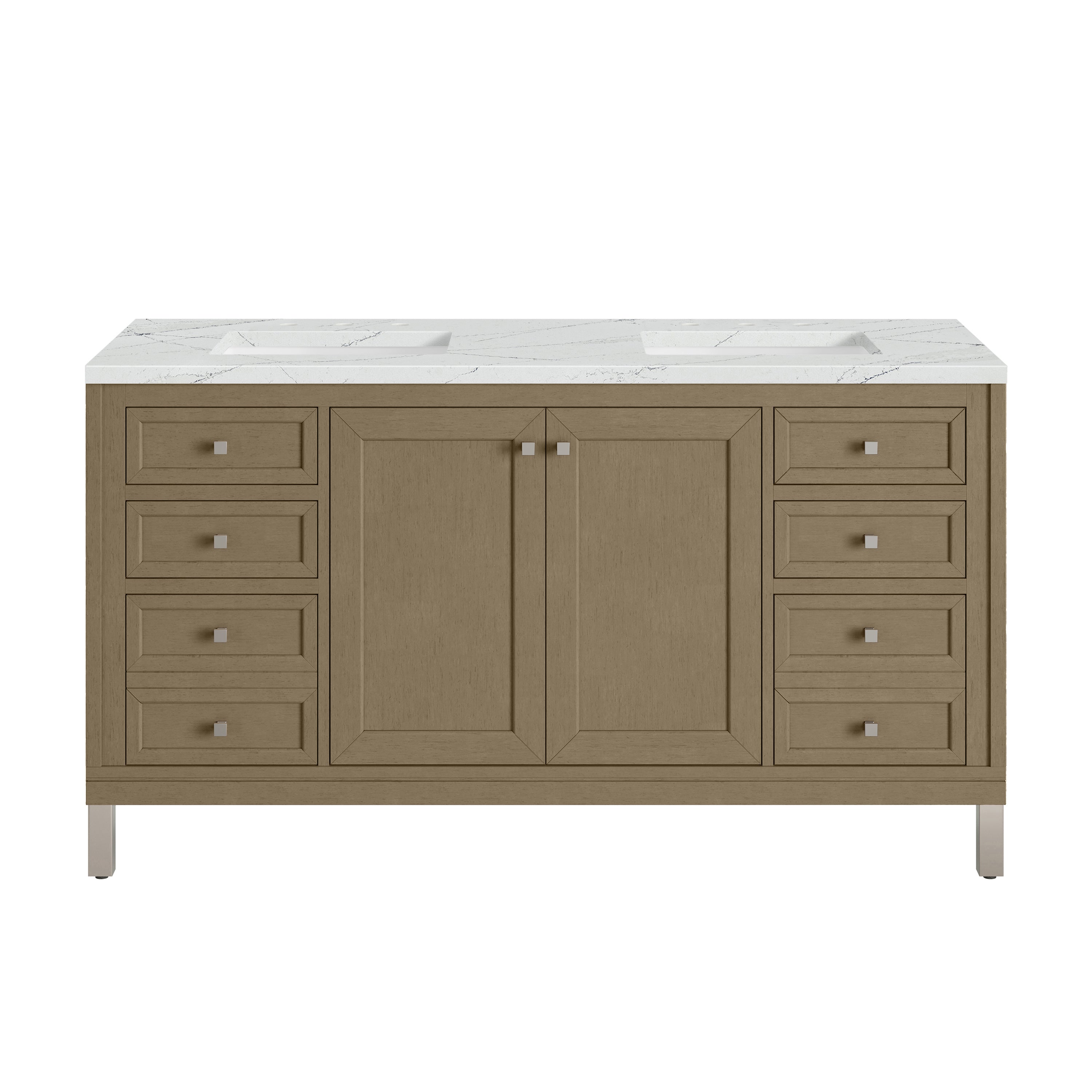 James Martin Chicago 60" Double Vanity in Walnut Whisper with 3cm Countertop
