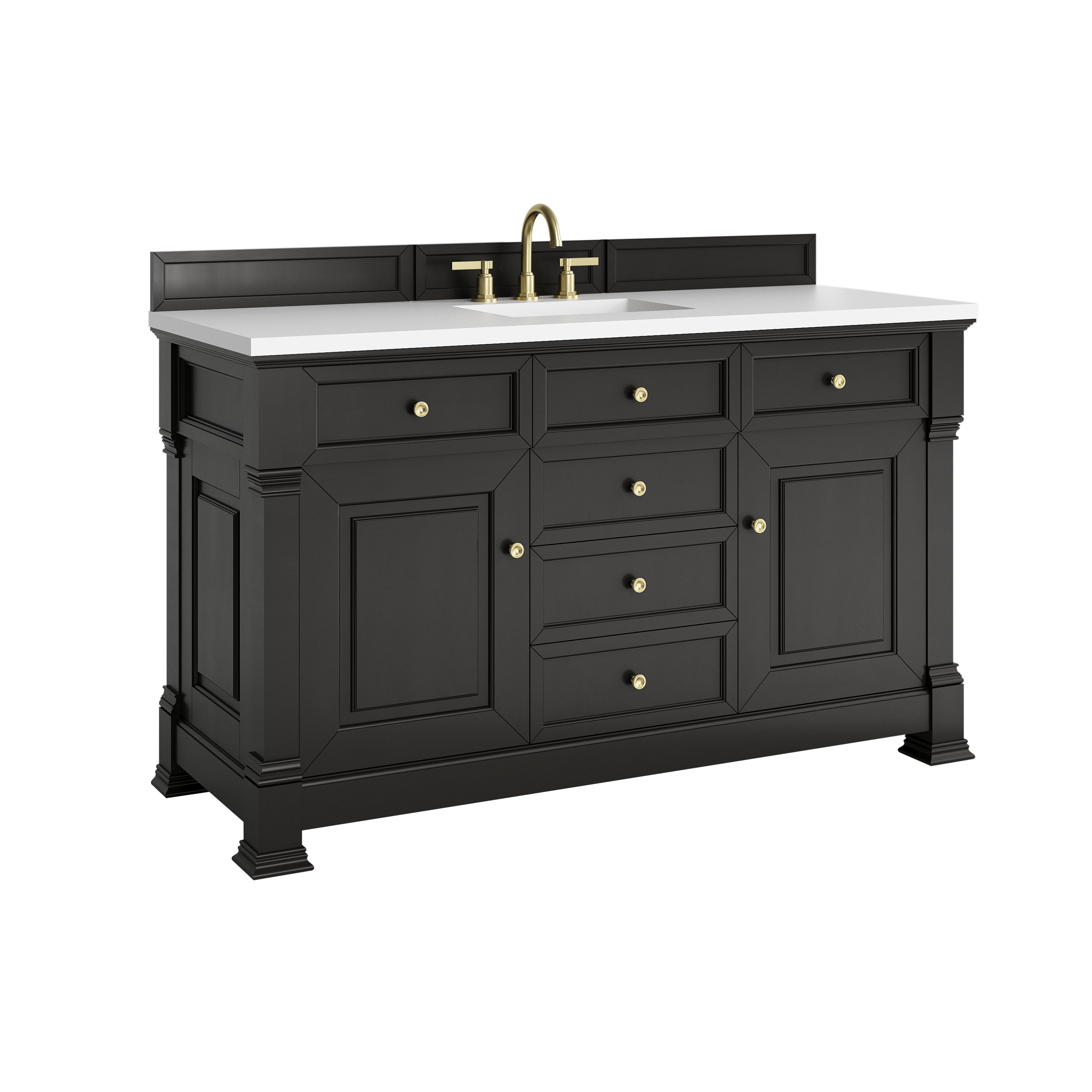 James Martin Brookfield 60" Single Vanity in Black Onyx with 3cm Countertop