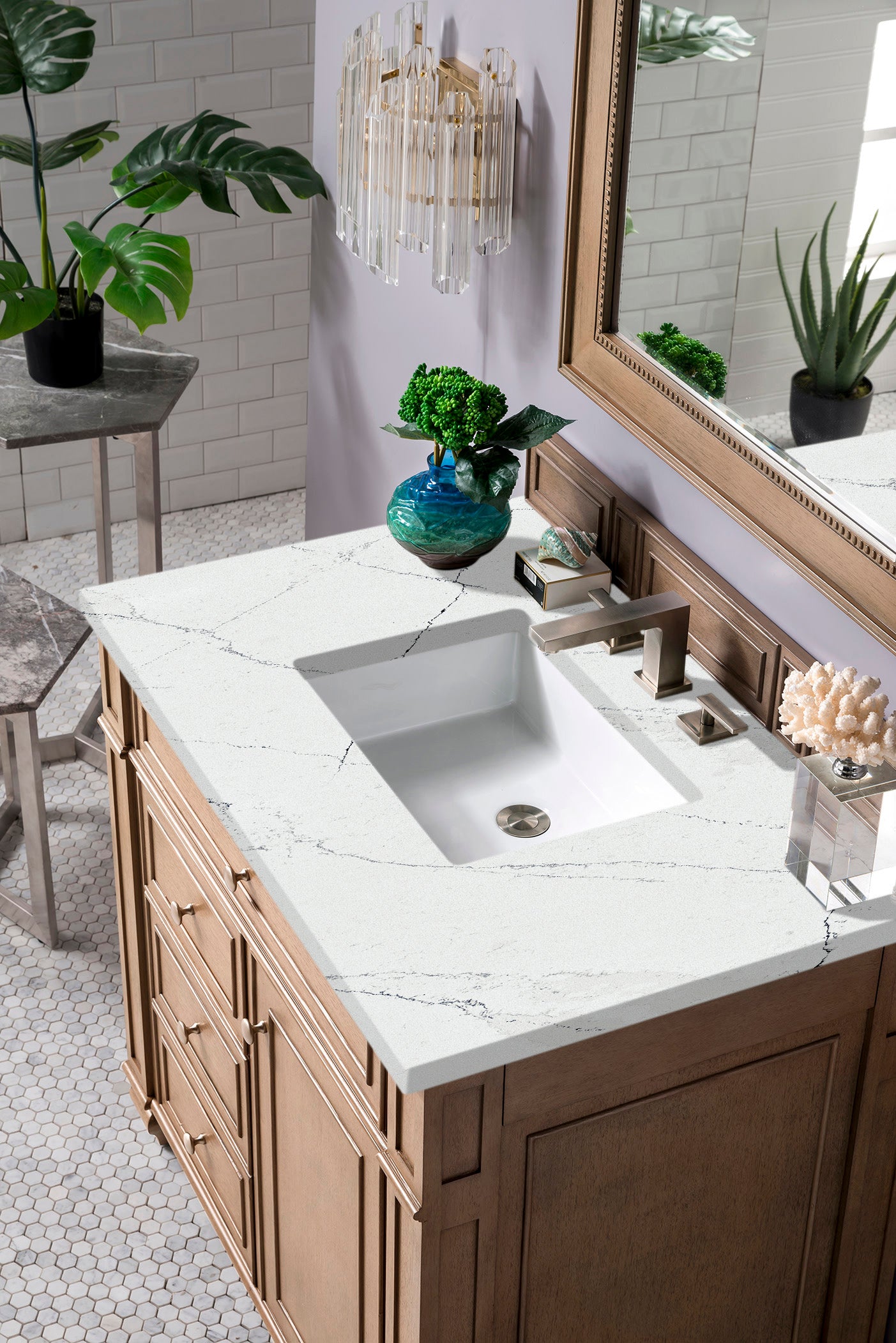James Martin Bristol 36" Single Vanity in Whitewashed Walnut with 3cm Countertop