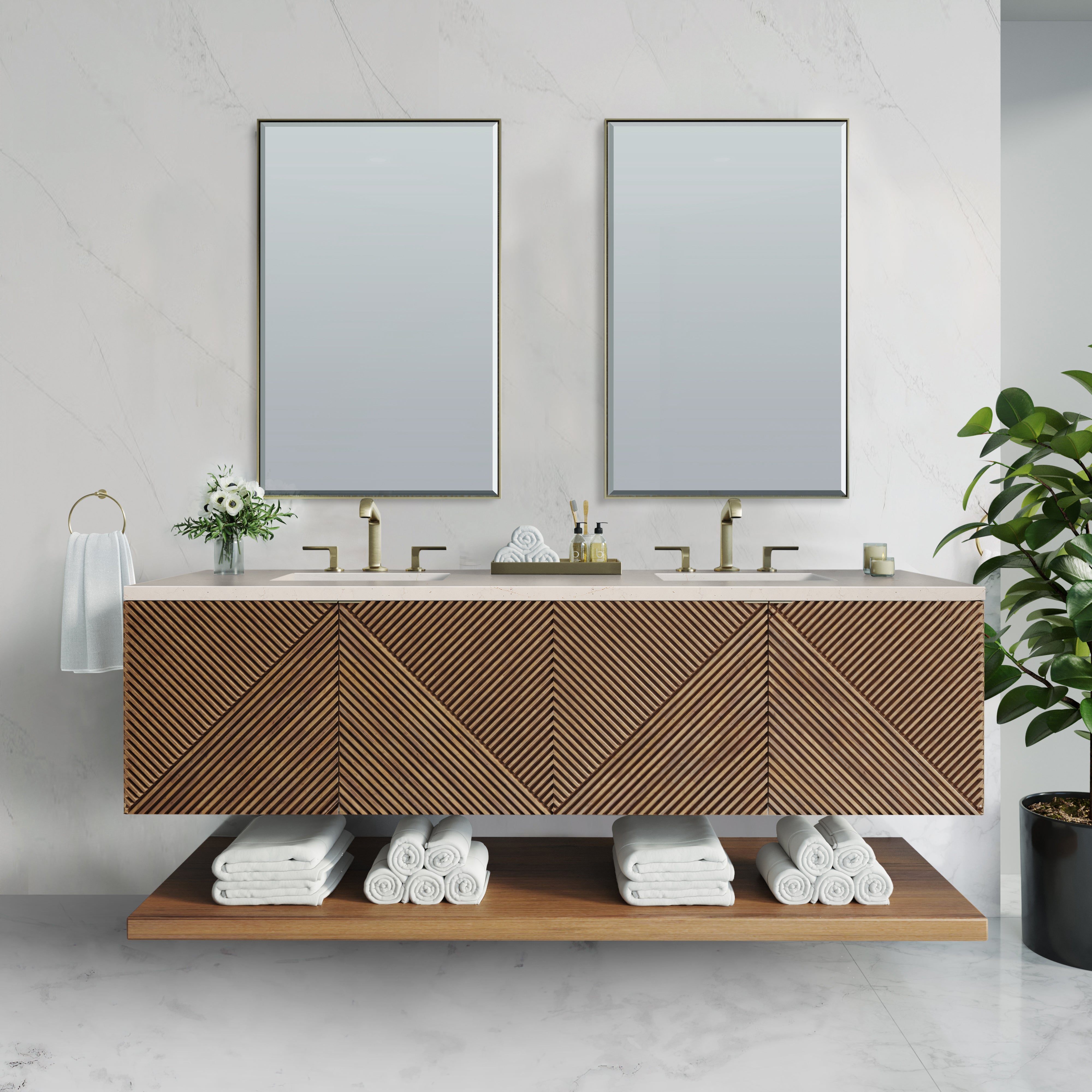James Martin Marcello 72" Double Vanity in Chestnut with 3cm Countertop
