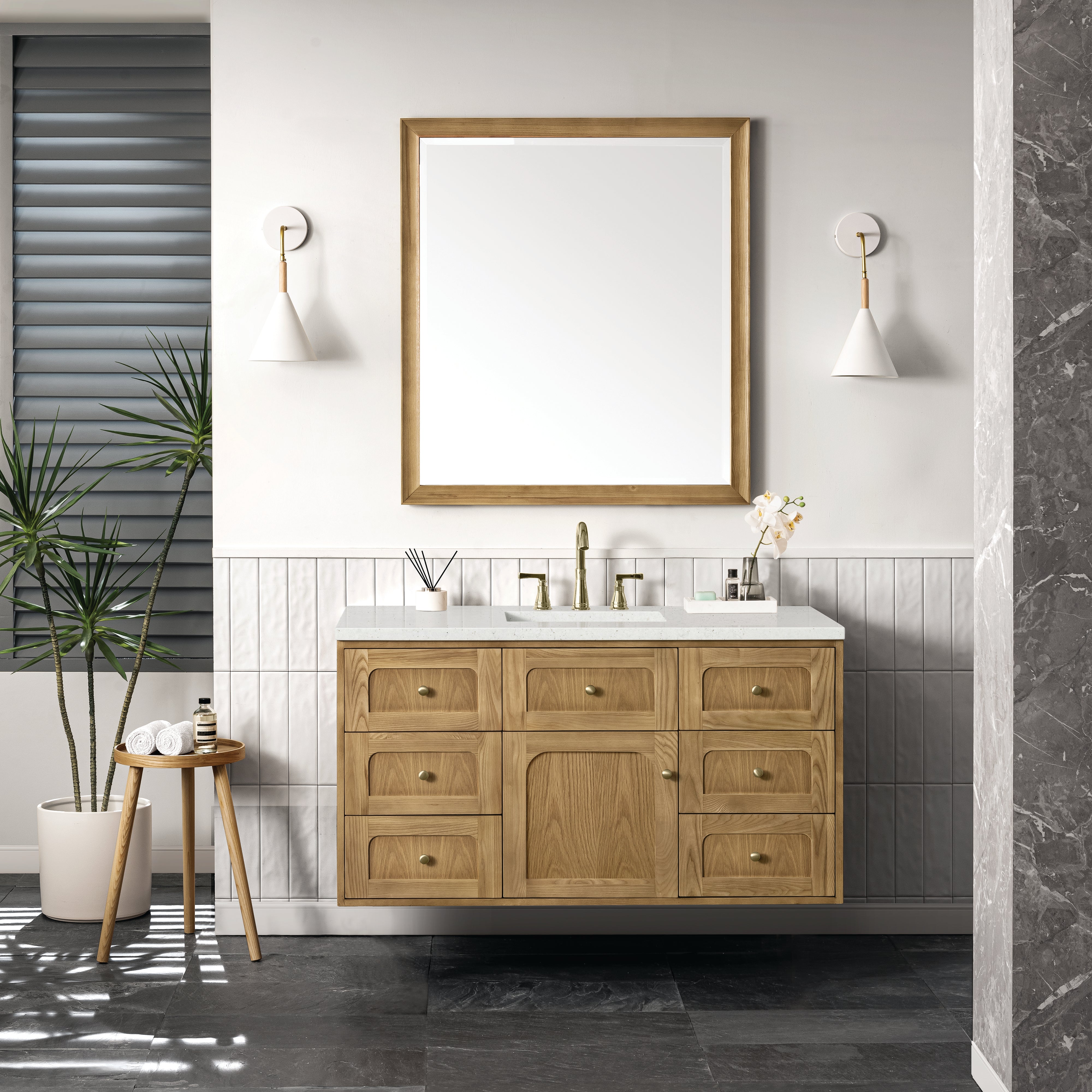James Martin Laurent 48" Single Vanity in Light Natural Oak with 3cm Countertop