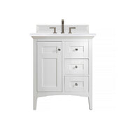 James Martin Palisades 30" Single Vanity in Bright White with 3cm Countertop