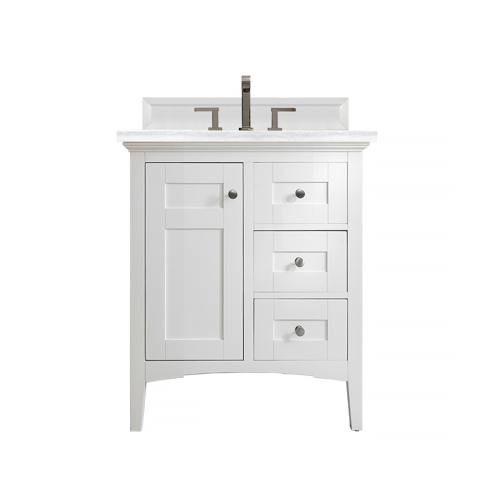 James Martin Palisades 30" Single Vanity in Bright White with 3cm Countertop