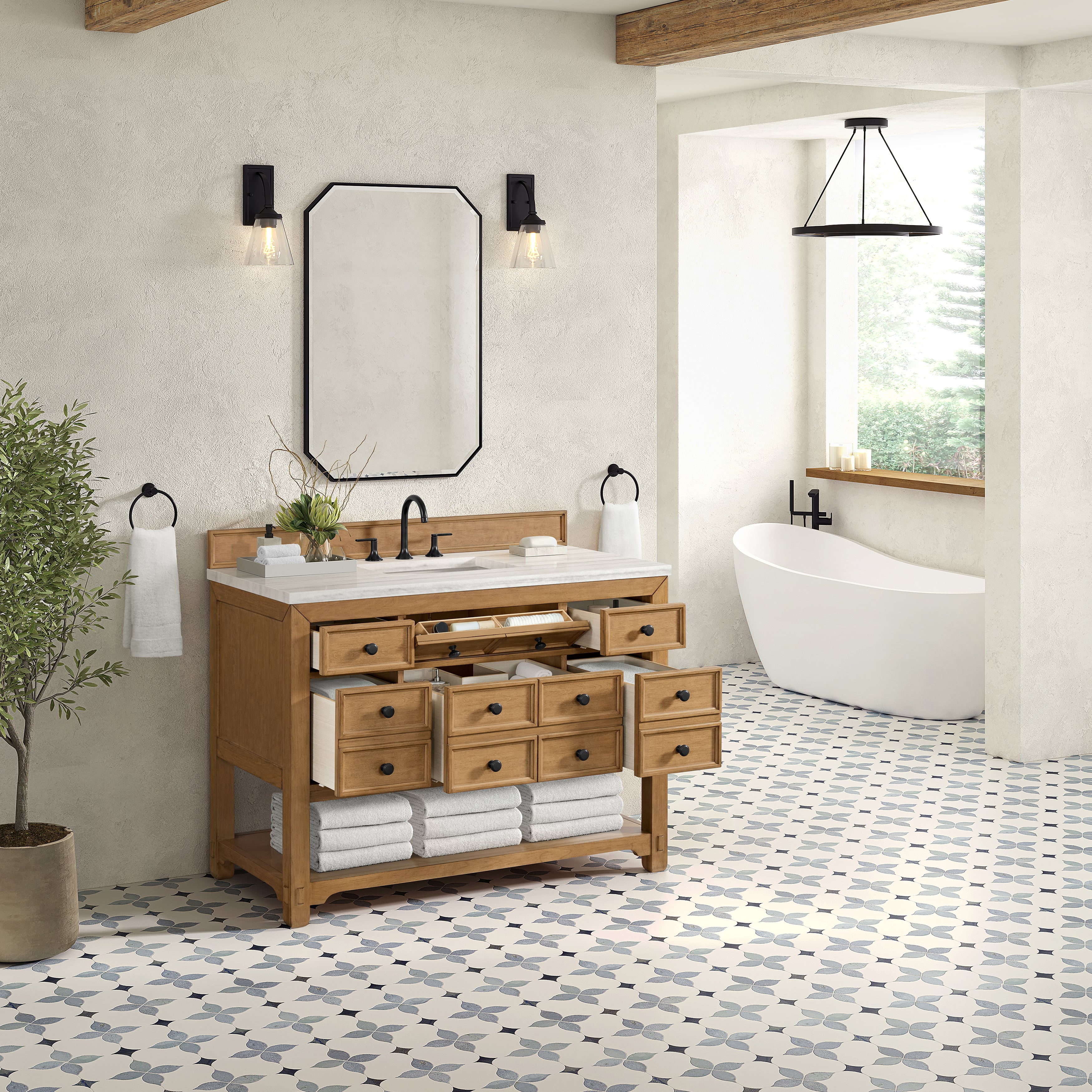 James Martin Malibu 48" Single Vanity in Amber Birch with 3cm Countertop