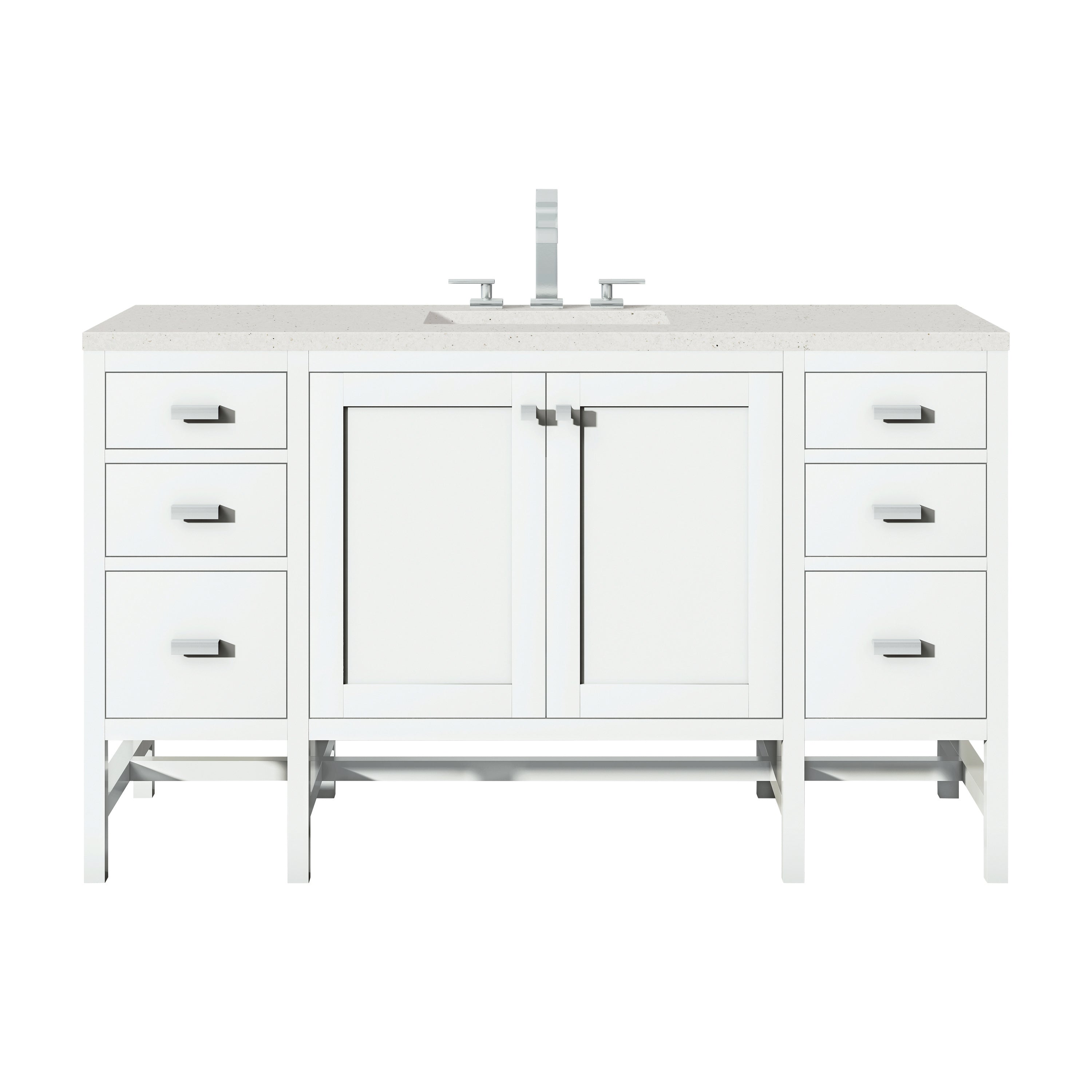 James Martin Addison 60" Single Vanity in Glossy White with 3cm Countertop