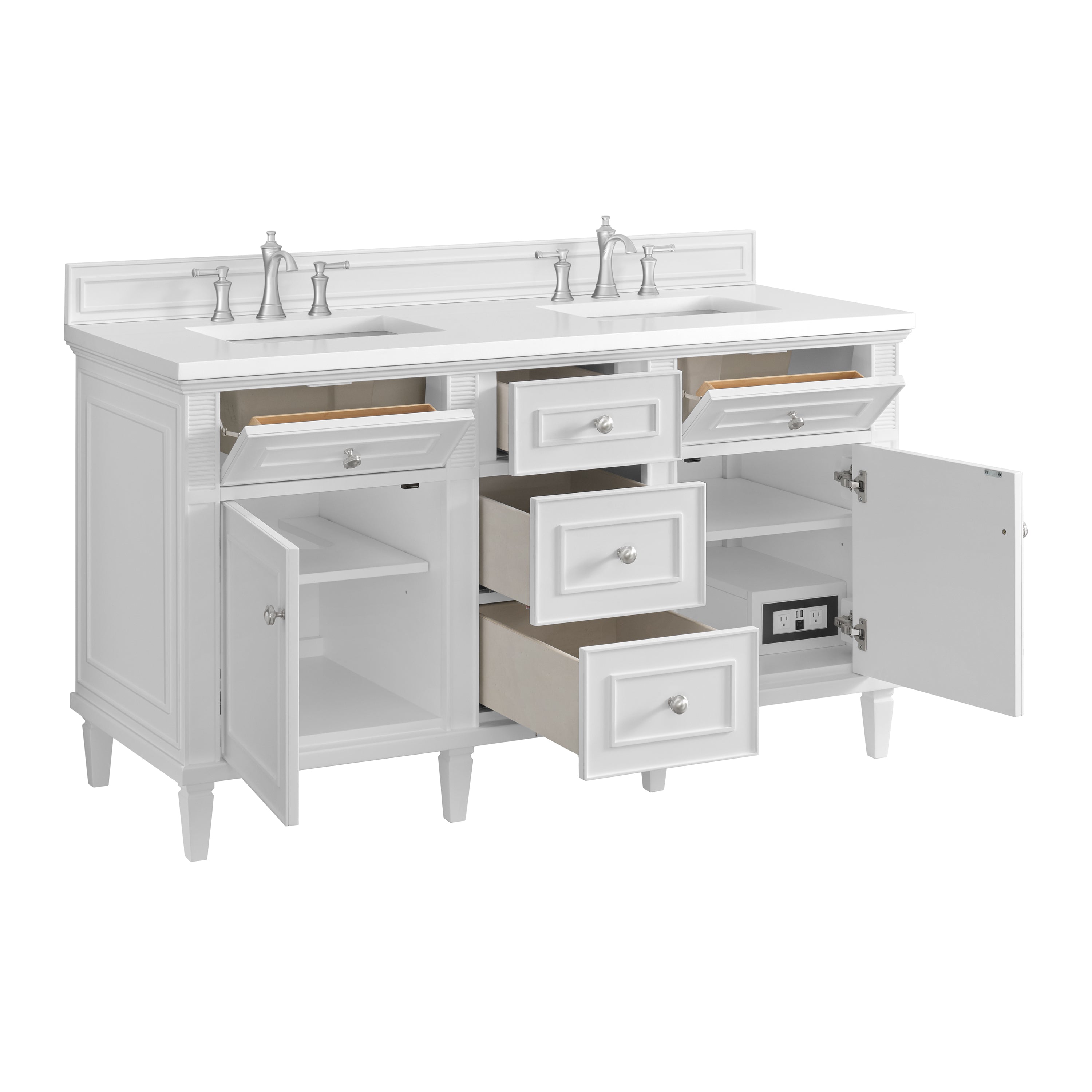 James Martin Lorelai 60" Double Vanity in Bright White with 3cm Countertop