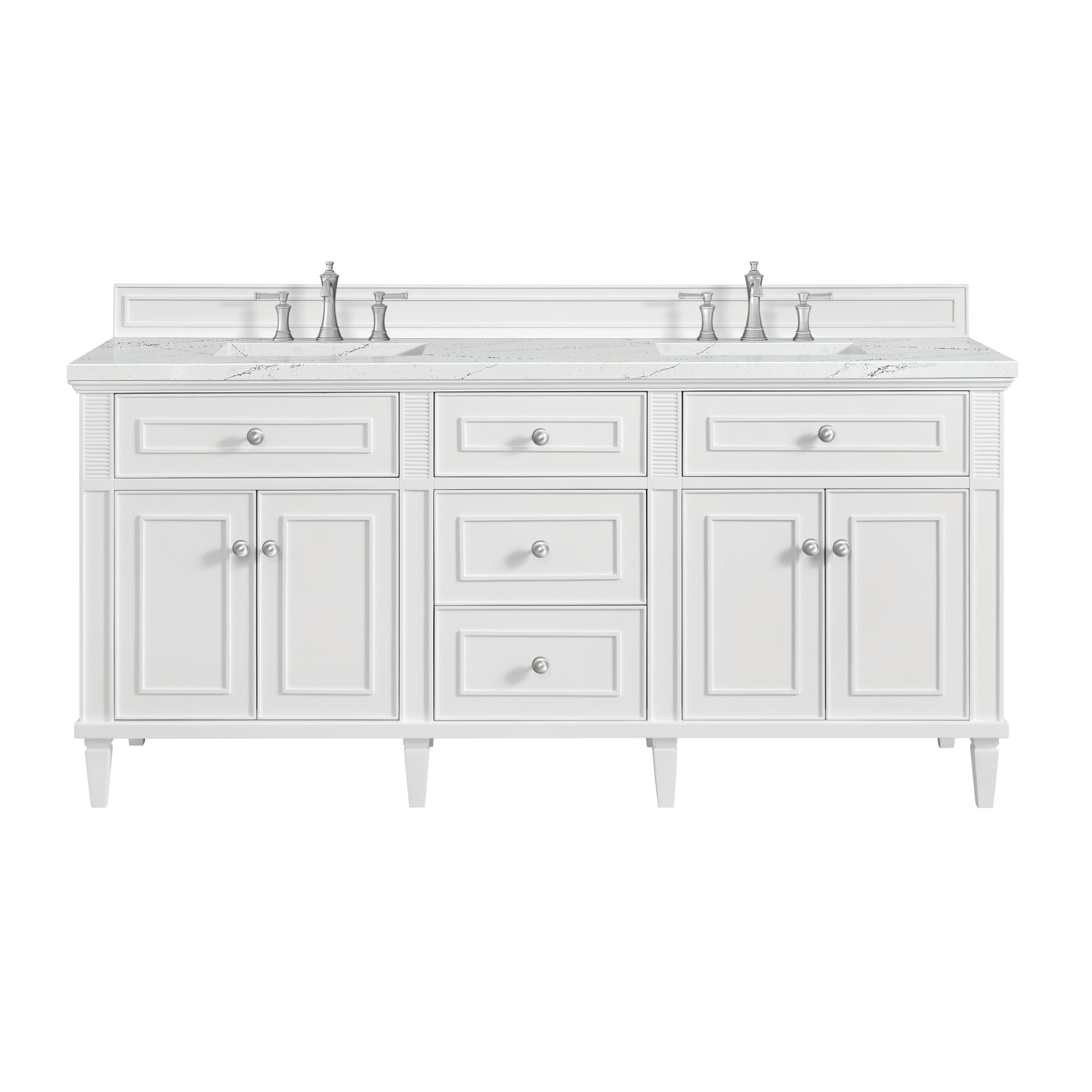 James Martin Lorelai 72" Double Vanity in Bright White with 3cm Countertop