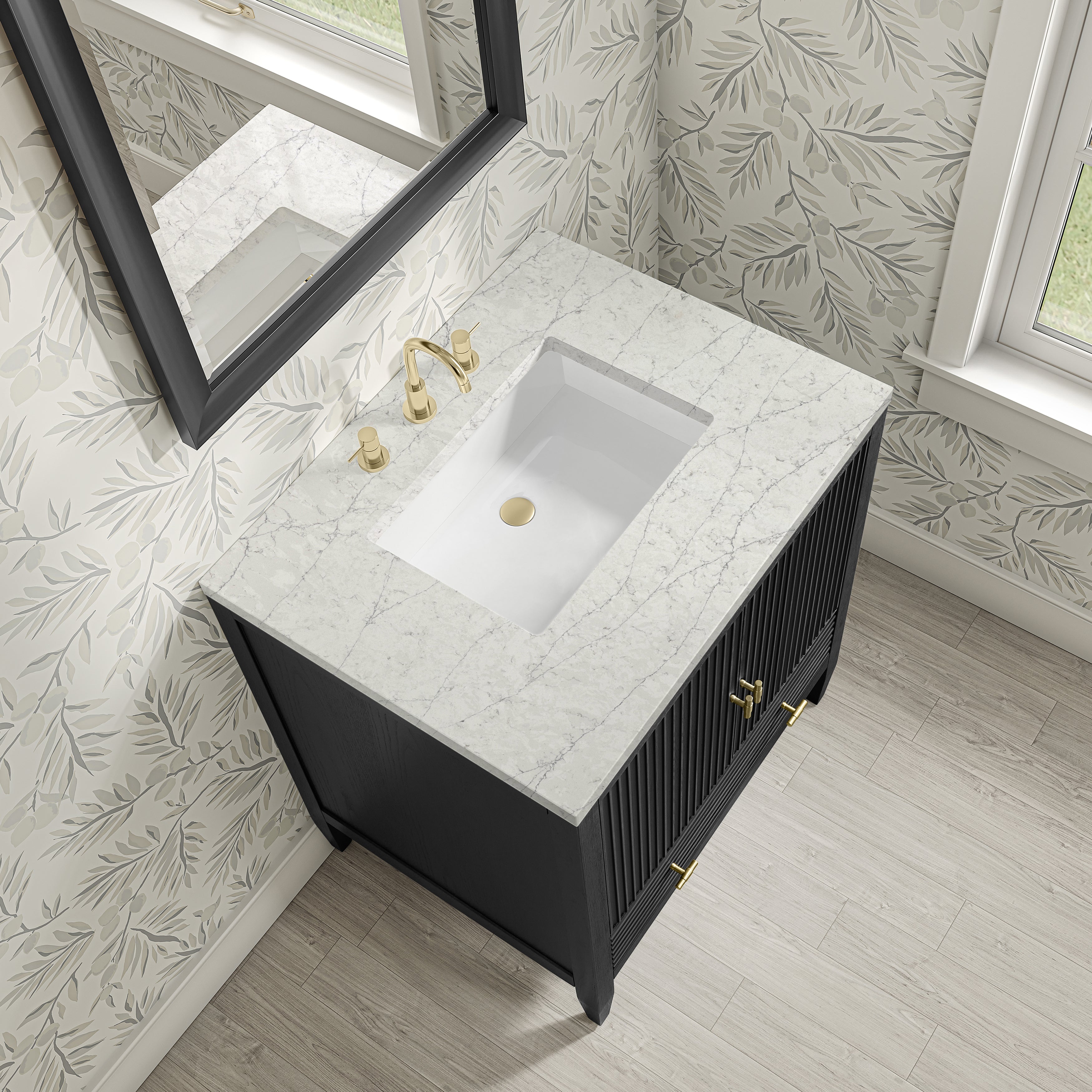 James Martin Myrrin 30" Single Vanity in Carbon Oak with 3cm Countertop