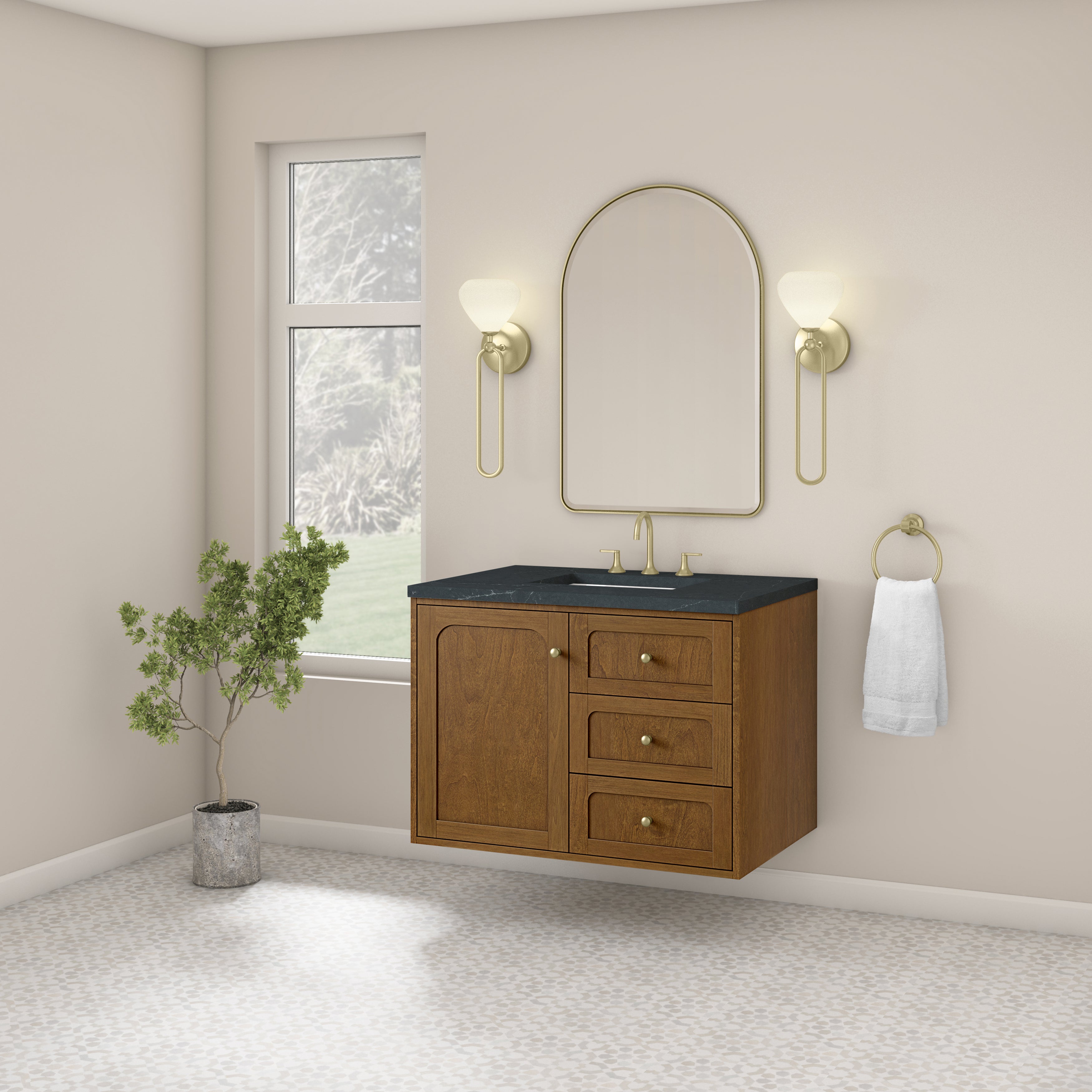 James Martin Laurent 36" Single Vanity in Honey Oak with 3cm Countertop