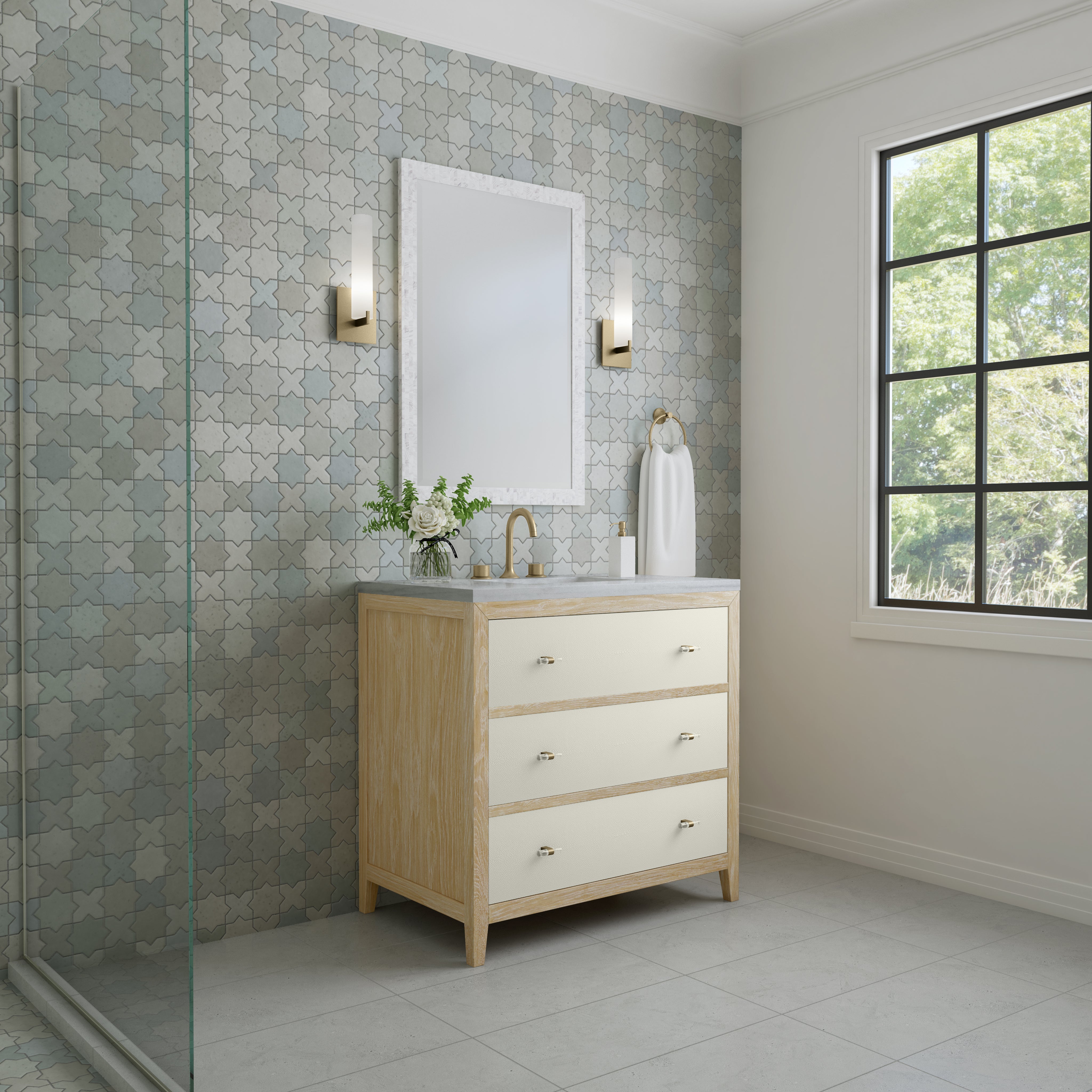James Martin Celeste 36" Single Vanity in Sunwashed Oak with 3cm Countertop