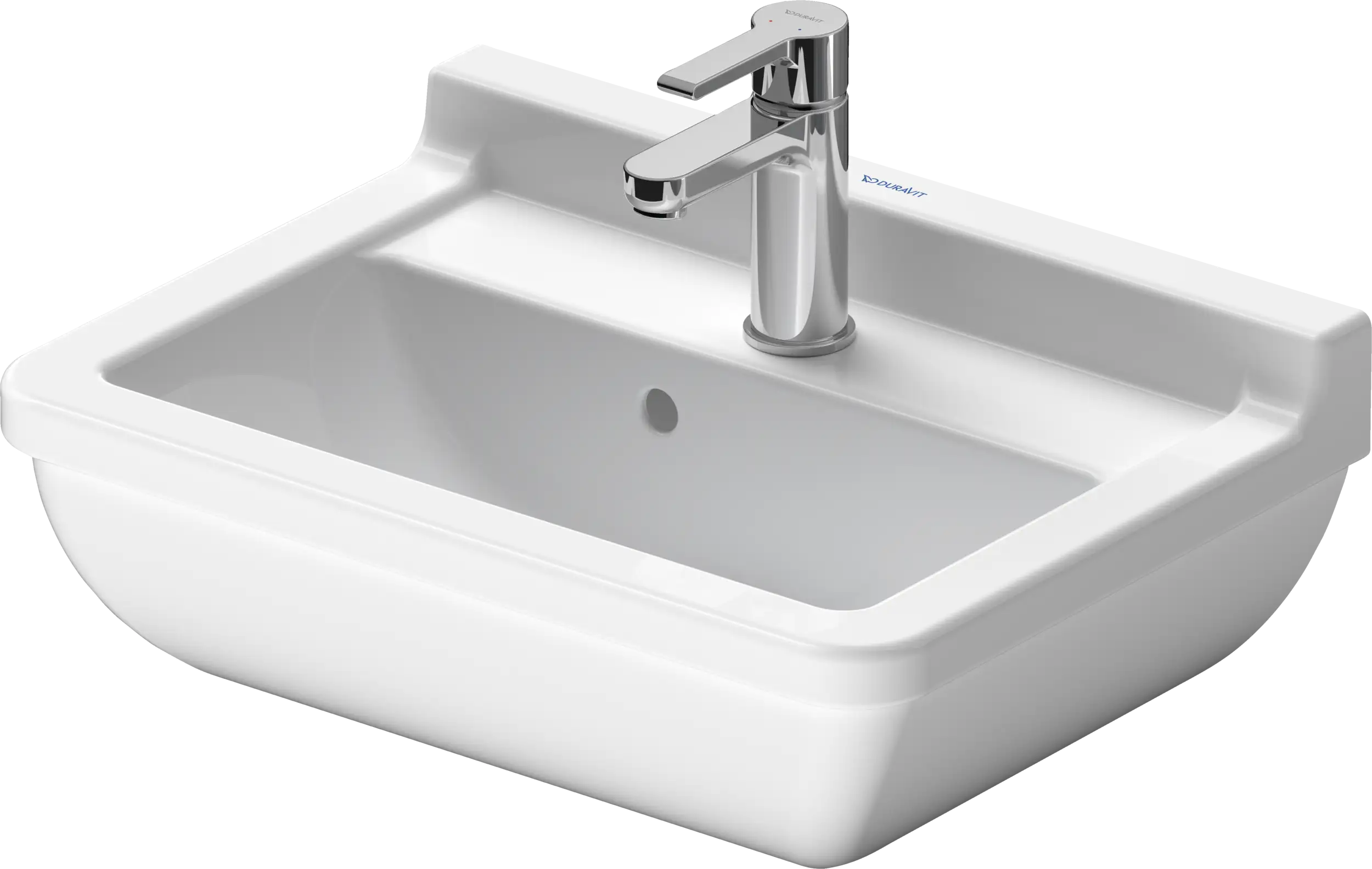Duravit Starck 3 19 5/8'' Rectangular Wall Mounted Sink in White with Single Faucet Hole and with Overflow
