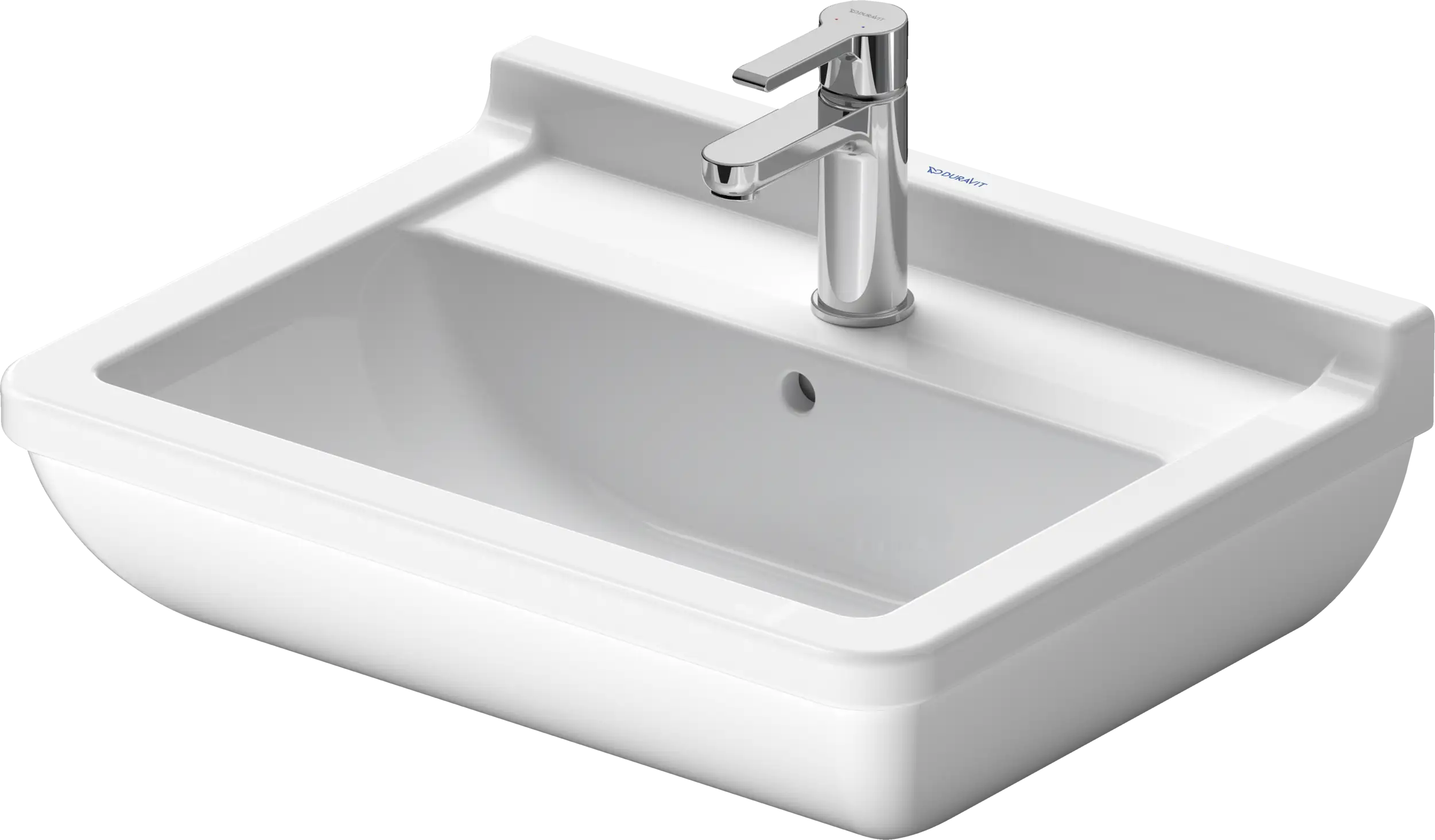 Duravit Starck 3 21 5/8'' Rectangular Wall Mounted Sink in White with Single Faucet Hole and with Overflow