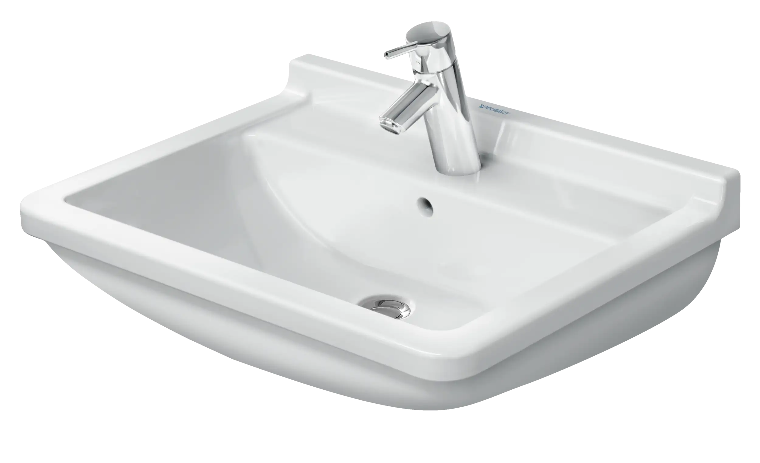 Duravit Starck 3 23 5/8'' Rectangular Wall Mounted Sink in White with Single Faucet Hole and with Overflow
