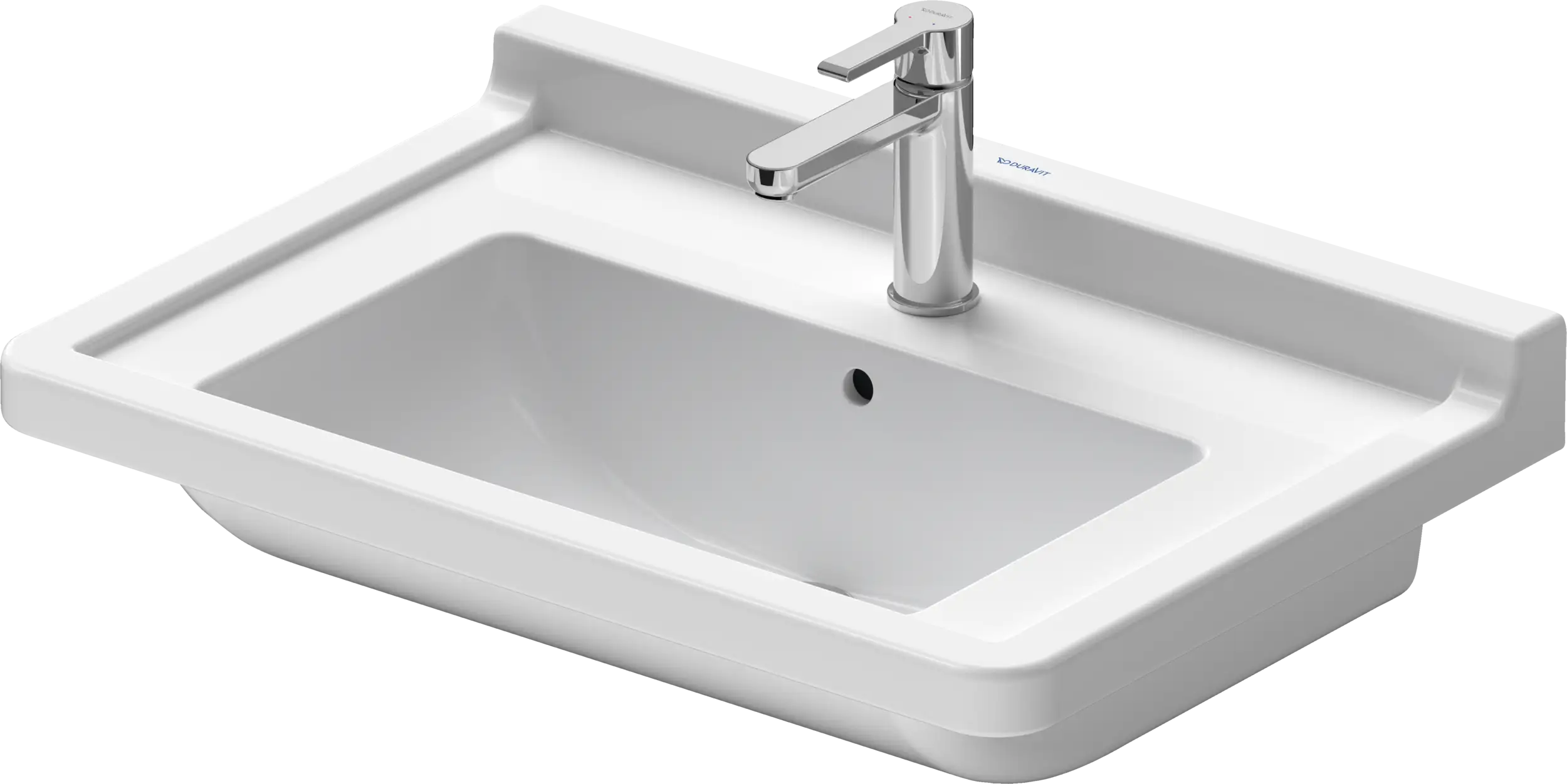 Duravit Starck 3 27 1/2'' Rectangular Wall Mounted Sink in White with Single Faucet Hole and with Overflow