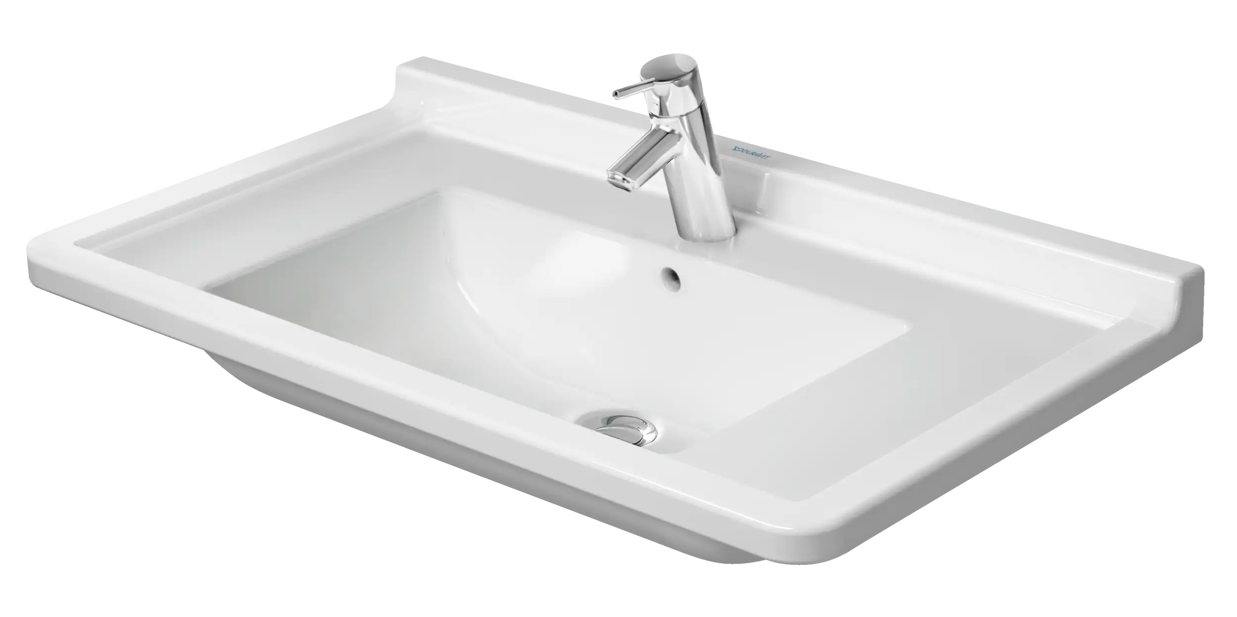 Duravit Starck 3 33 1/2'' Rectangular Wall Mounted Sink in White with Single Faucet Hole and with Overflow