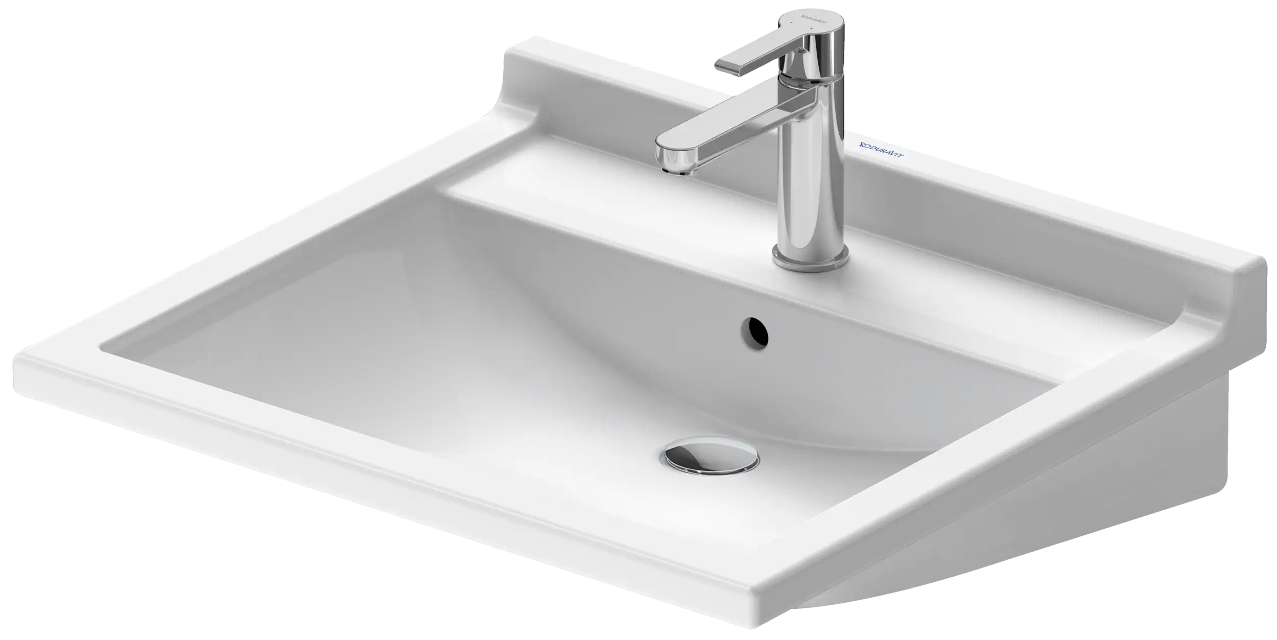 Duravit Starck 3 23 5/8'' Rectangular Wall Mounted Sink in White with Single Faucet Hole and with Overflow