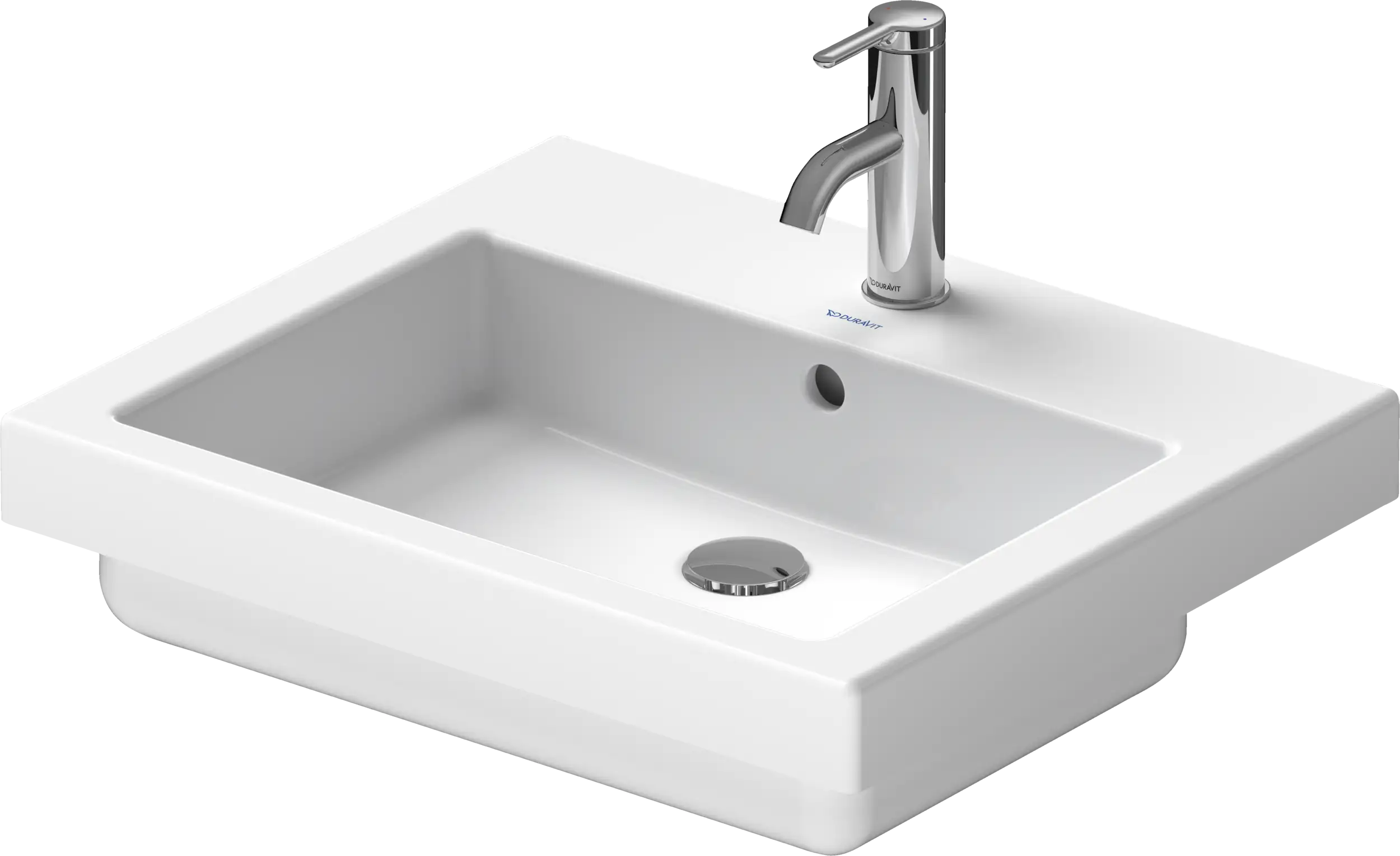 Duravit Vero 21 5/8'' Rectangular Drop In Sink in White with Single Faucet Hole and Overflow