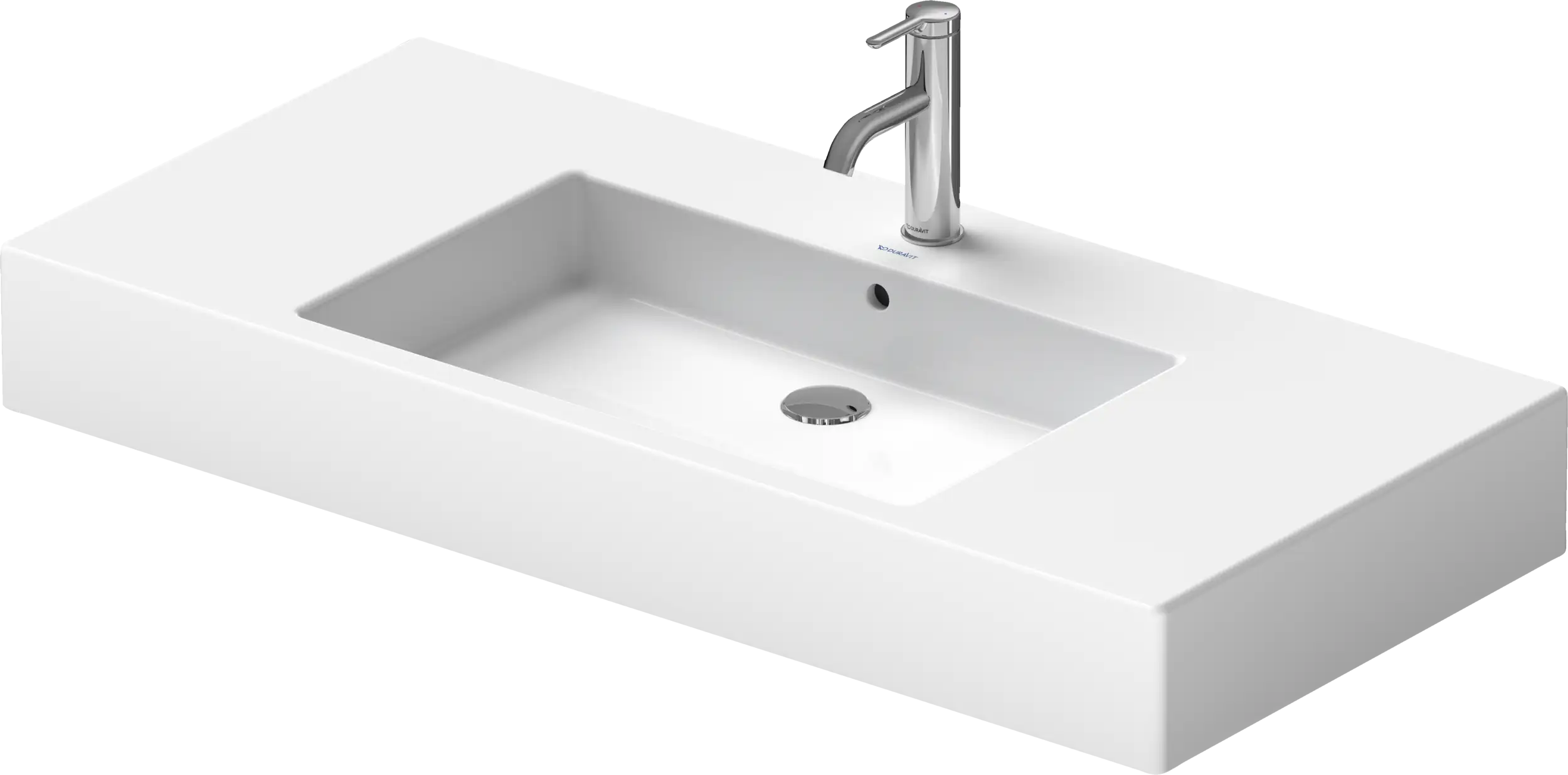 Duravit Vero 41 3/8'' Rectangular Wall Mounted Sink in White with Single Faucet Hole and with Overflow