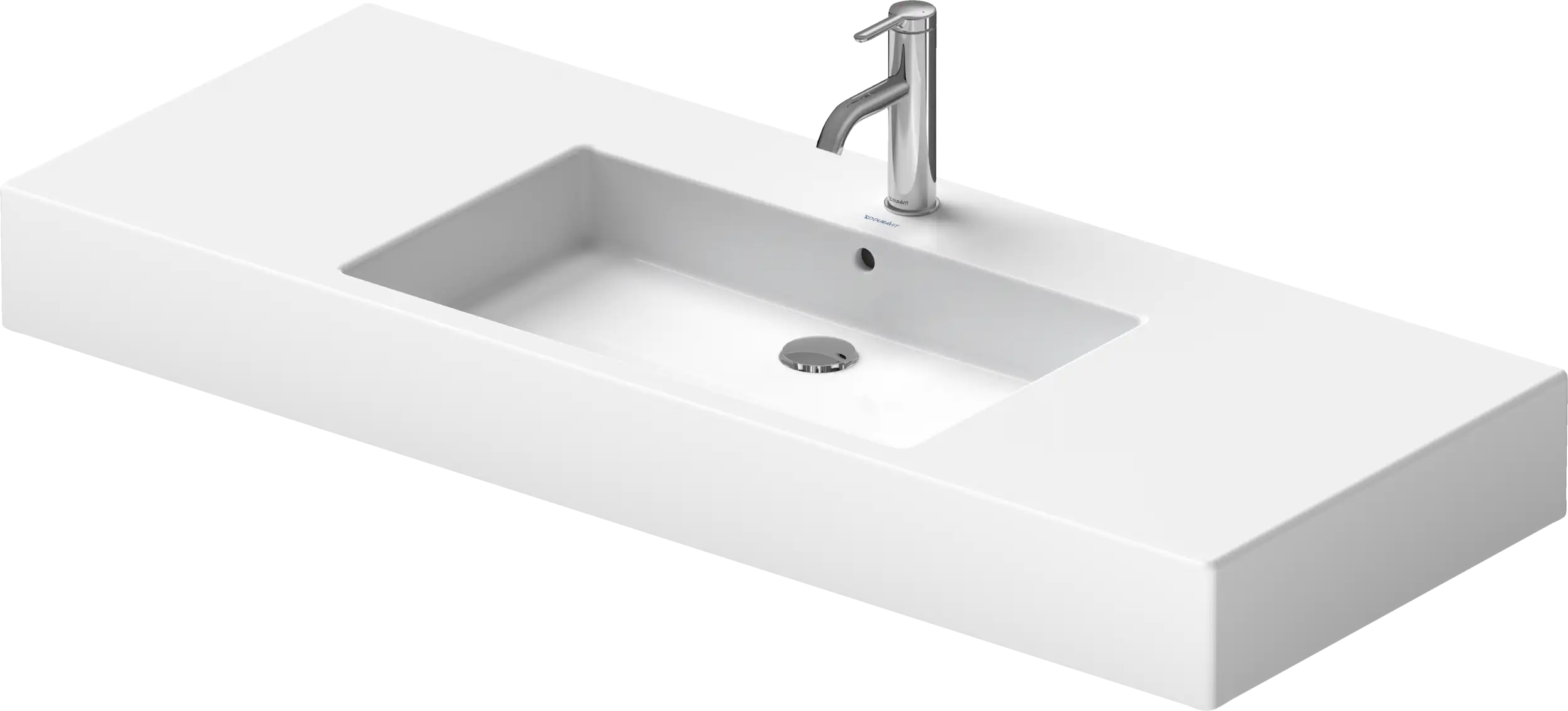 Duravit Vero 49 1/4'' Rectangular Wall Mounted Sink in White with Single Faucet Hole and with Overflow