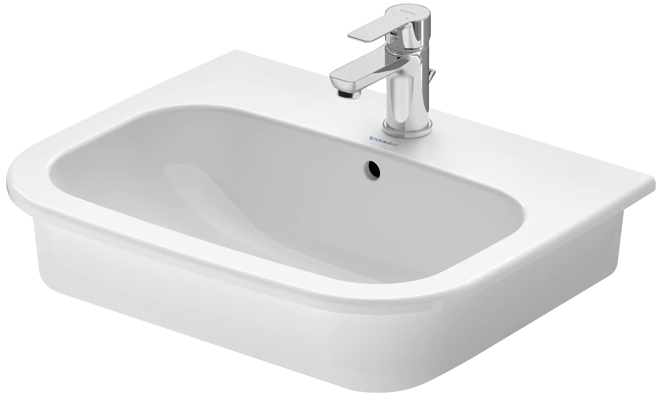 Duravit D-Code 21 1/2'' Rectangular Drop In Sink in White with Single Faucet Hole and Overflow