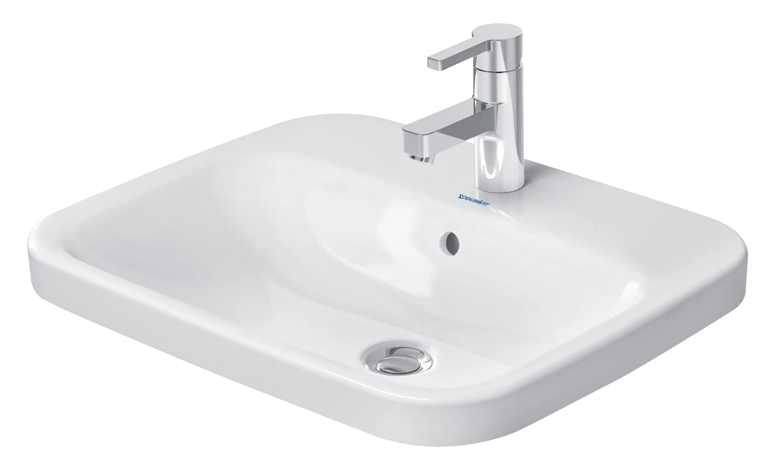 Duravit DuraStyle 22'' Rectangular Drop In Sink in White with Single Faucet Hole and Overflow