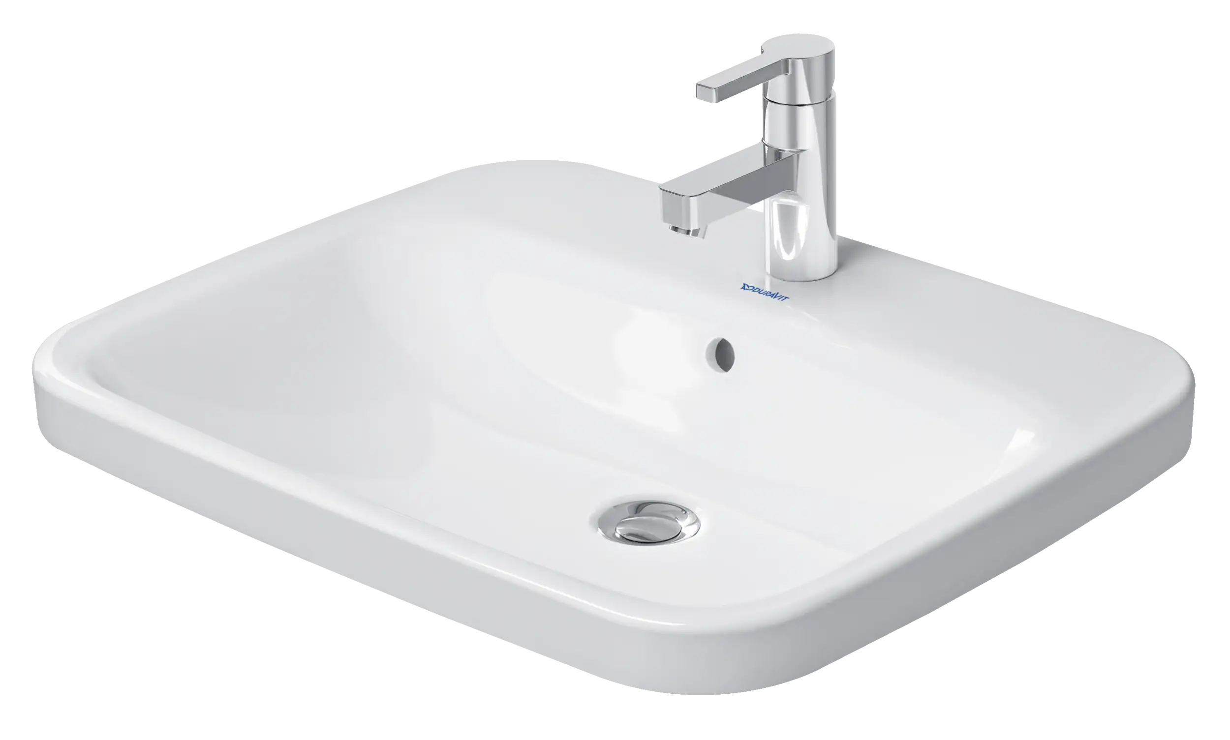 Duravit DuraStyle 24 1/4'' Rectangular Drop In Sink in White with Single Faucet Hole and Overflow
