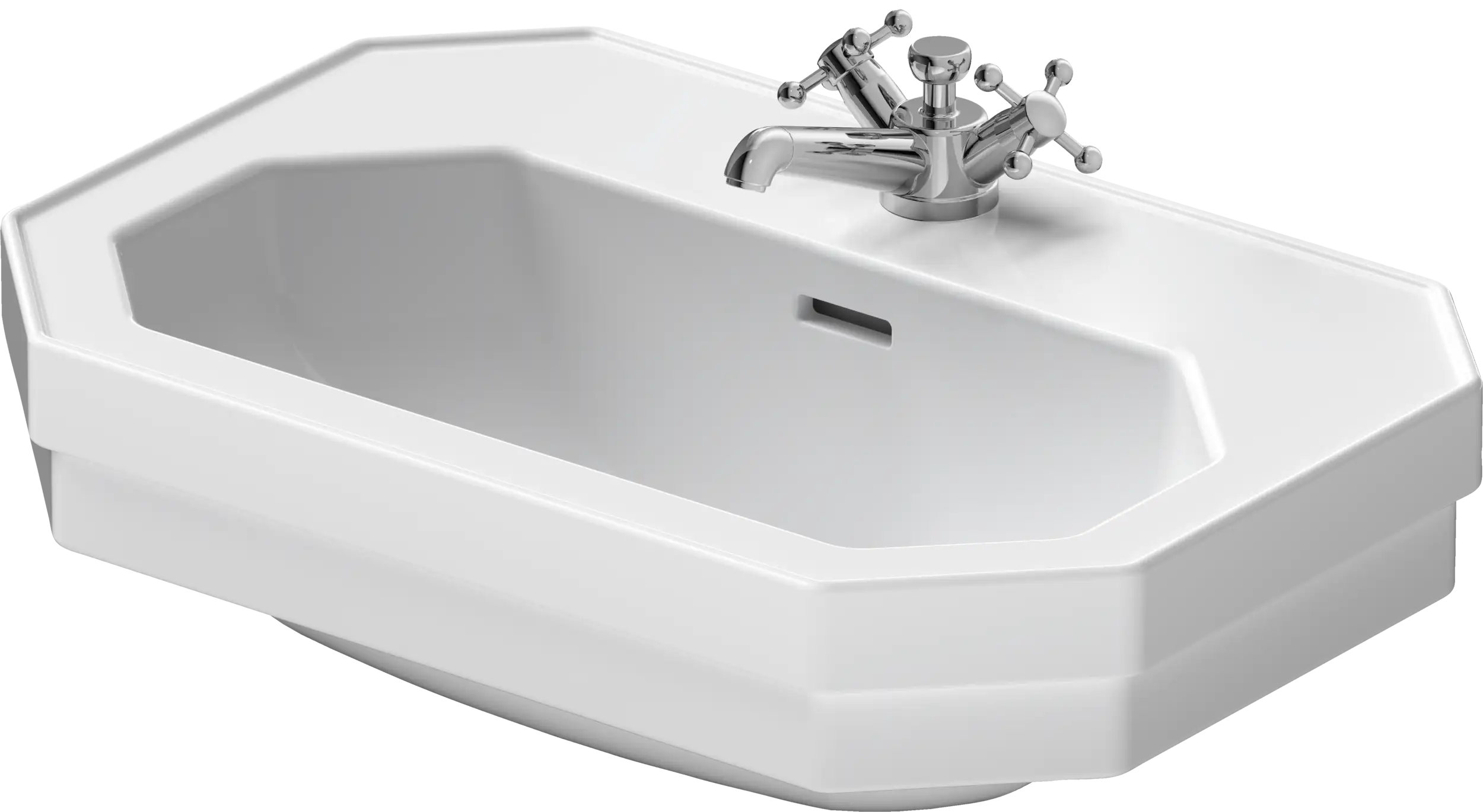 Duravit 1930 series 23 5/8'' Octagonal Wall Mounted Sink in White with Single Faucet Hole and with Overflow