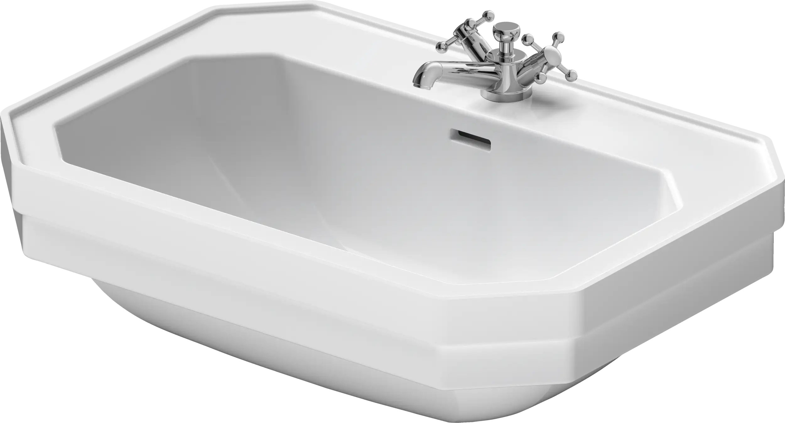 Duravit 1930 series 27 1/2'' Octagonal Wall Mounted Sink in White with Single Faucet Hole and with Overflow