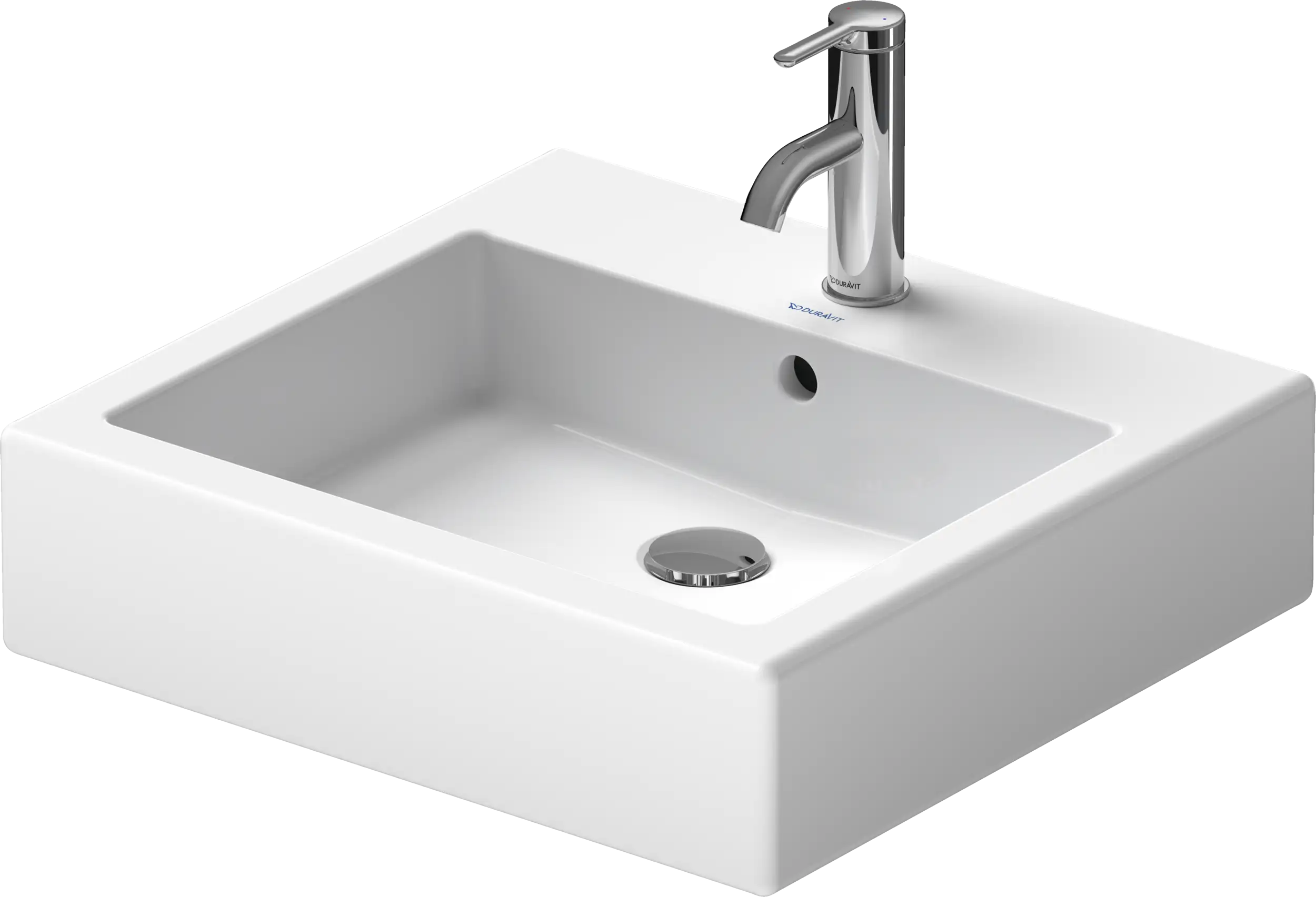 Duravit Vero 19 5/8'' Rectangular Vessel Sink in White with Single Faucet Hole and with Overflow