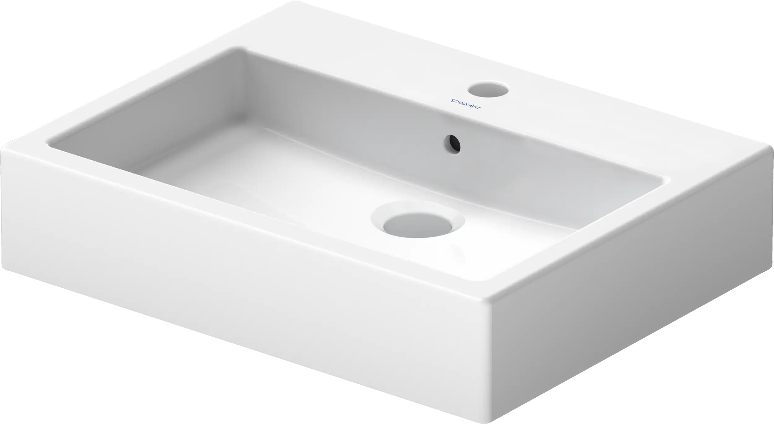 Duravit Vero 23 3/8'' Rectangular Vessel Sink in White with Single Faucet Hole and with Overflow