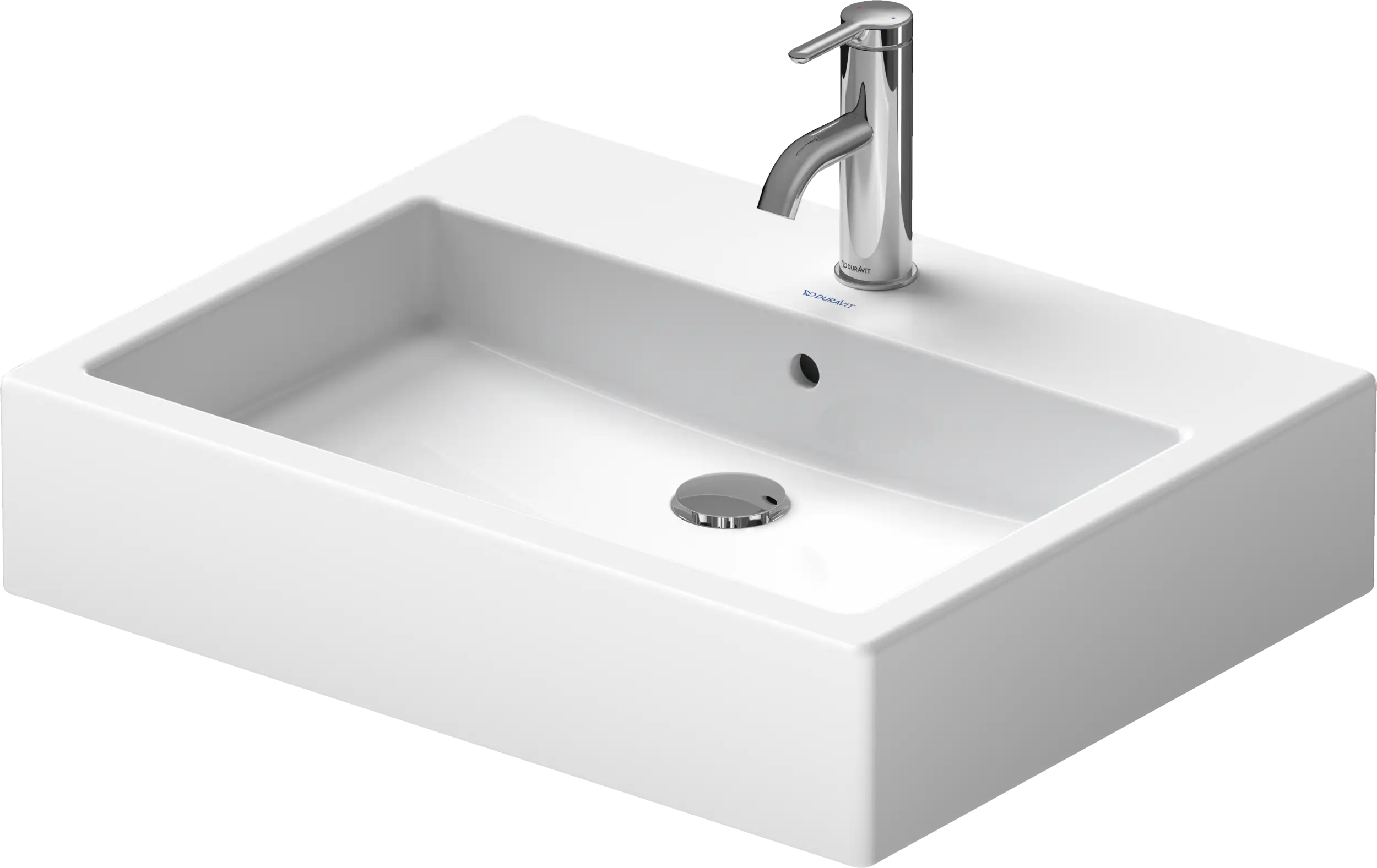 Duravit Vero 23 3/8'' Rectangular Vessel Sink in White with Single Faucet Hole and with Overflow