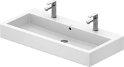 Duravit Vero 39 3/8'' Rectangular Wall Mounted Sink in White with Two Sets of Single Faucet Holes and with Overflow