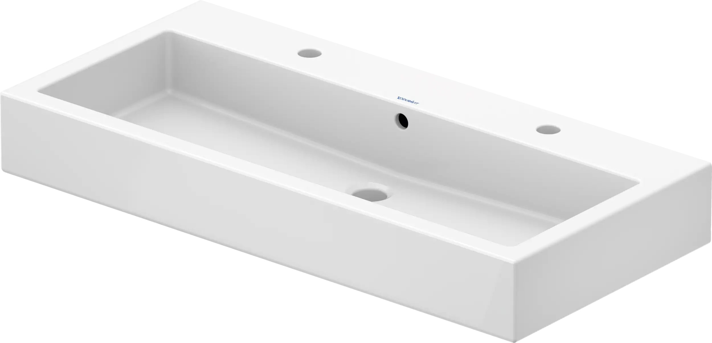 Duravit Vero 39 3/8'' Rectangular Wall Mounted Sink in White with Two Sets of Single Faucet Holes and with Overflow