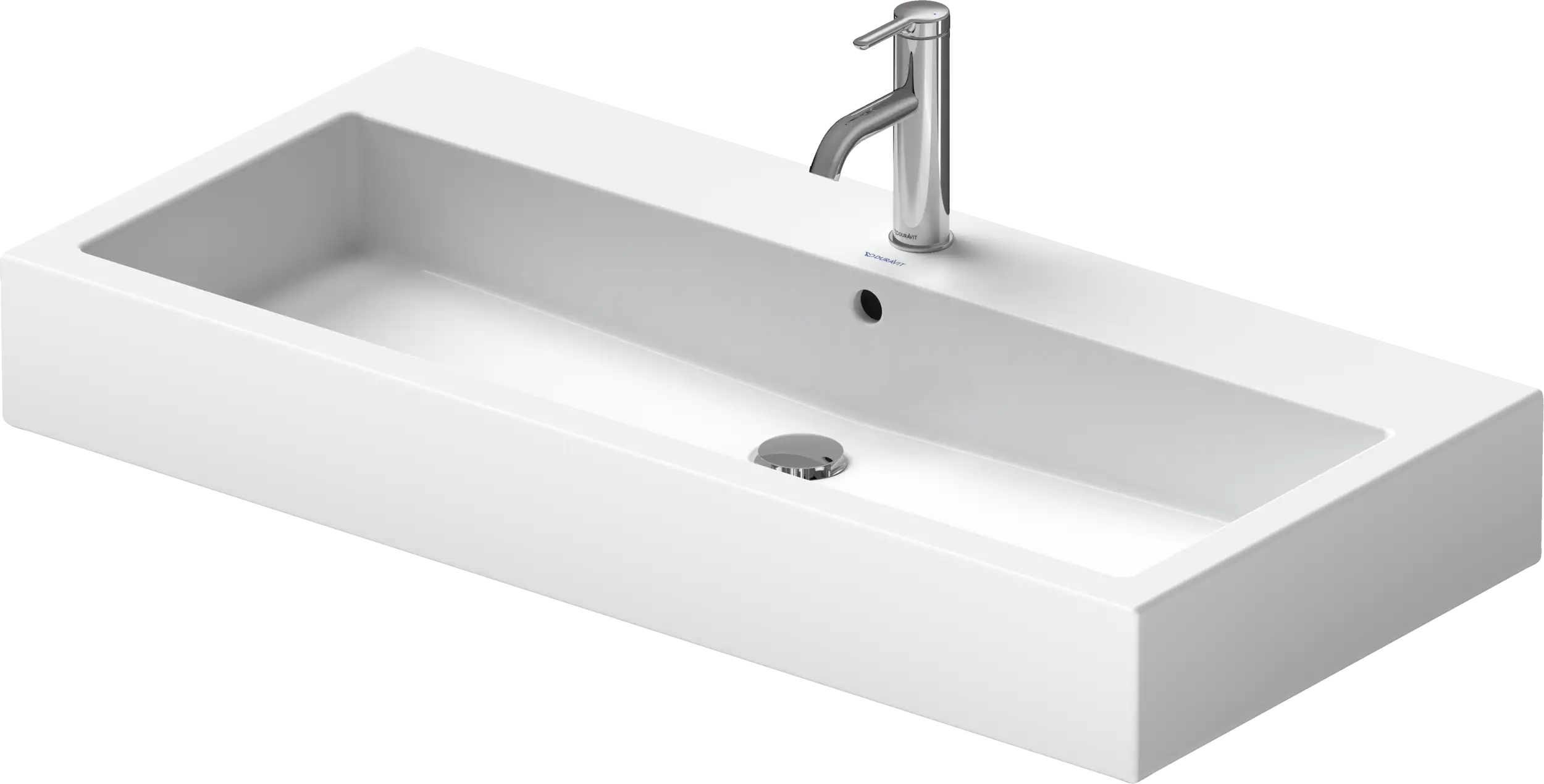Duravit Vero 39 3/8'' Rectangular Vessel Sink in White with Single Faucet Hole and with Overflow