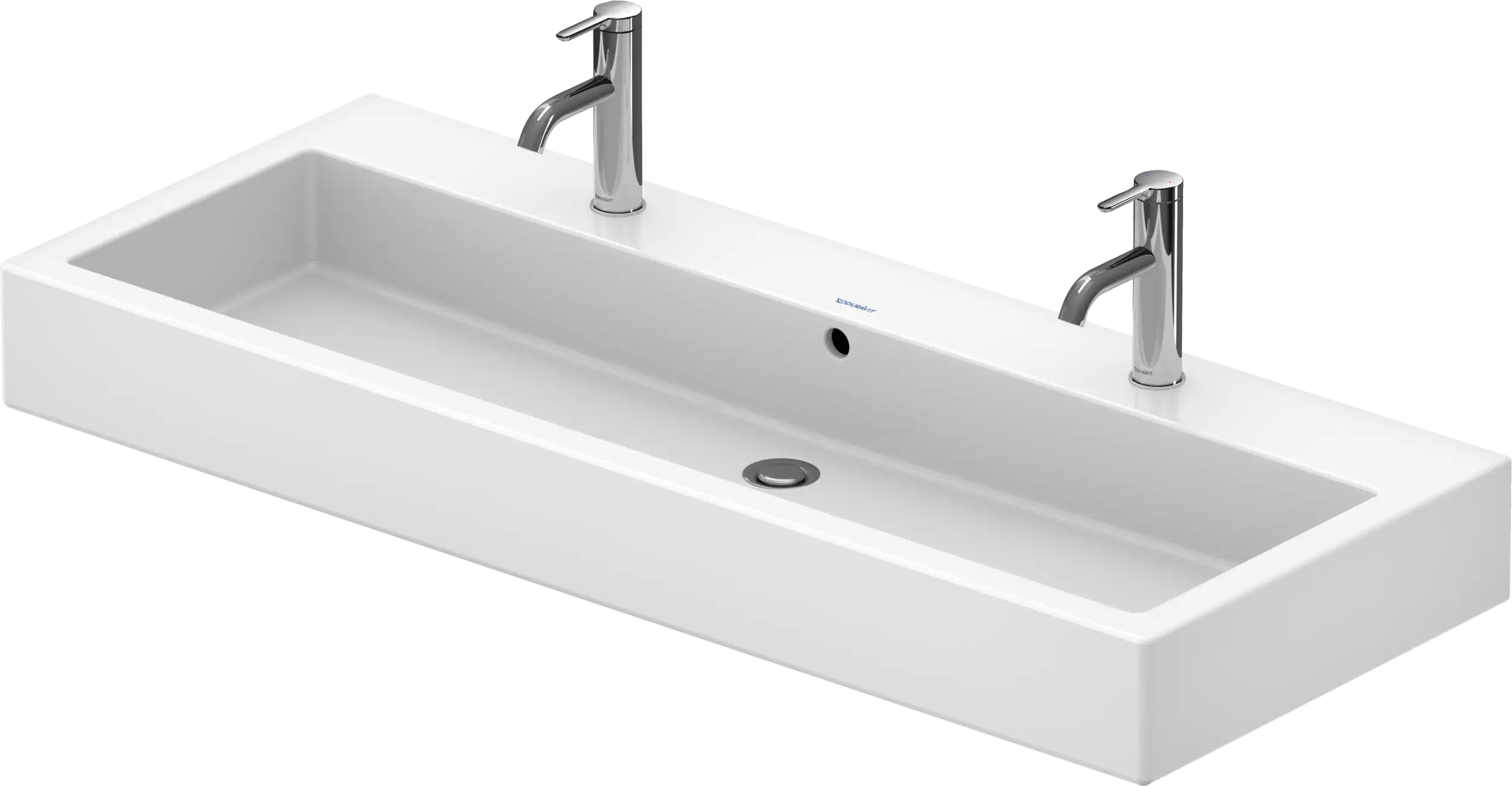 Duravit Vero 47 1/4'' Rectangular Wall Mounted Sink in White with Two Sets of Single Faucet Holes and with Overflow