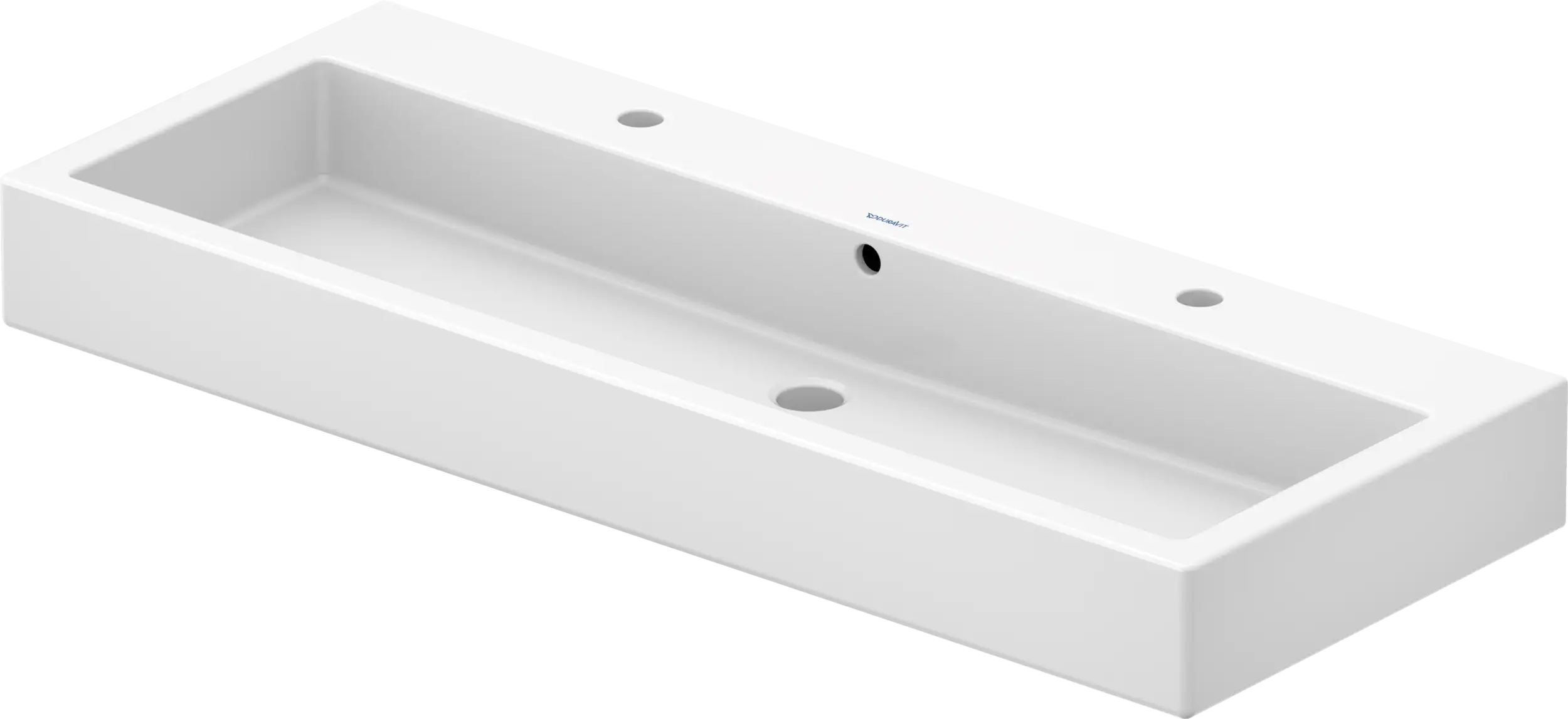 Duravit Vero 47 1/4'' Rectangular Wall Mounted Sink in White with Two Sets of Single Faucet Holes and with Overflow