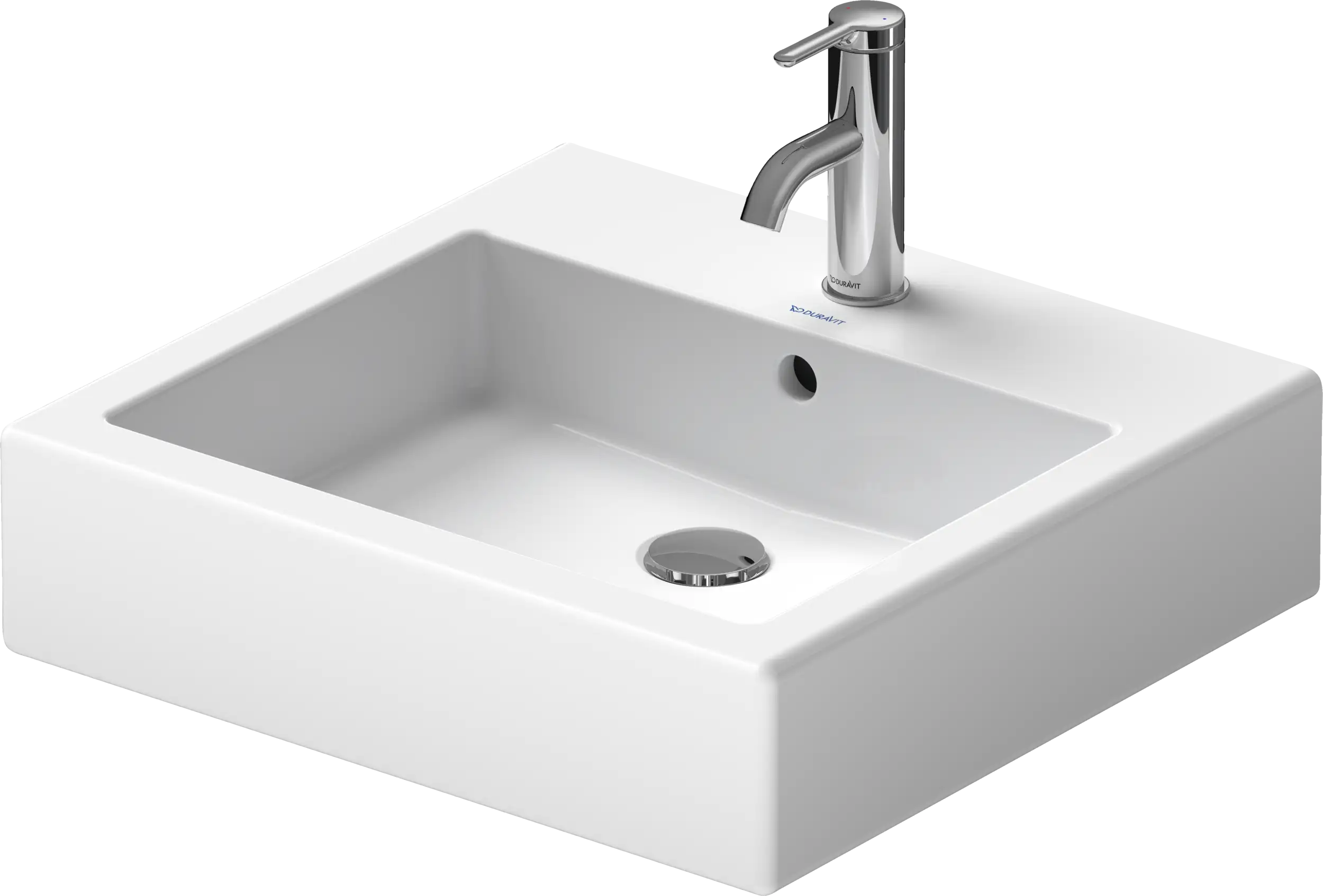 Duravit Vero 19 5/8'' Rectangular Vessel Sink in White with Single Faucet Hole and with Overflow