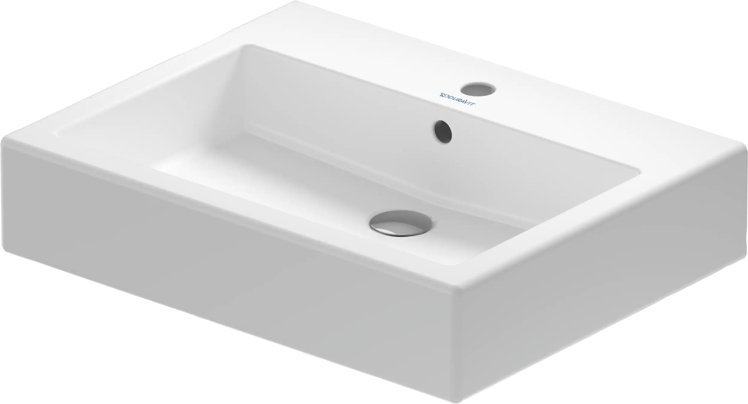 Duravit Vero 23 5/8'' Rectangular Vessel Sink in White with Single Faucet Hole and with Overflow