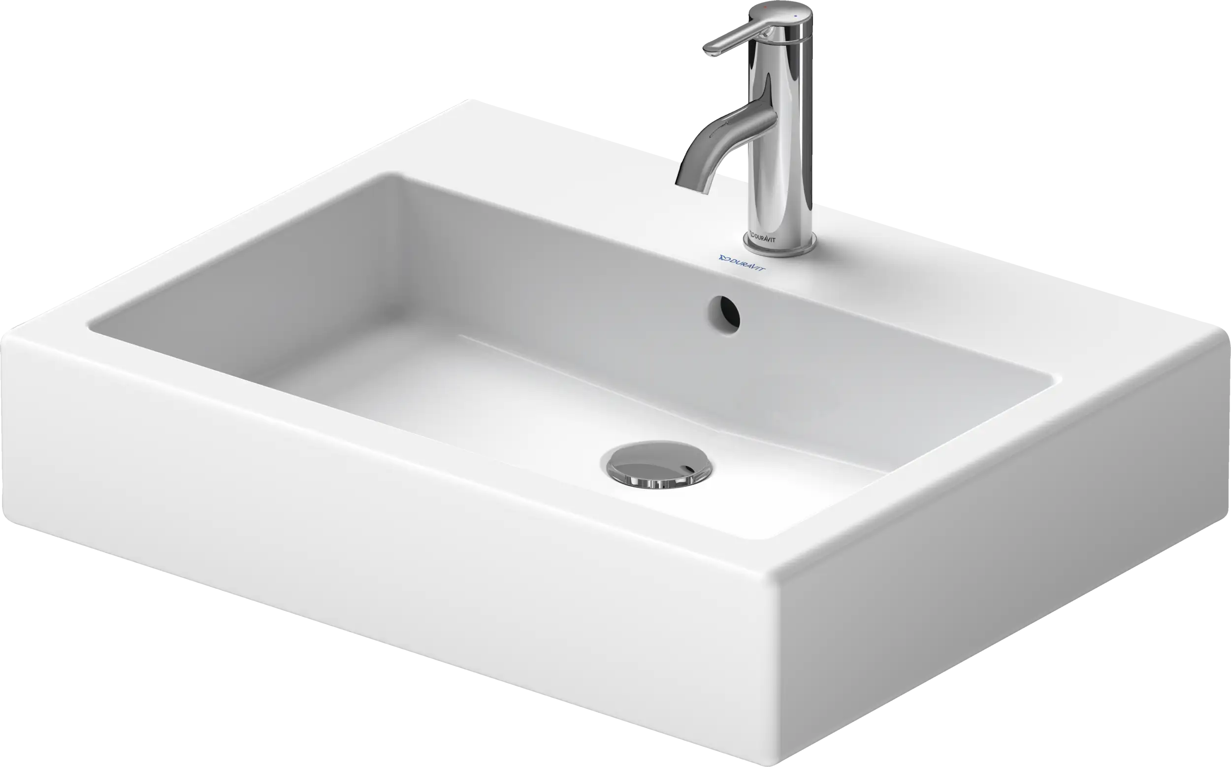 Duravit Vero 23 5/8'' Rectangular Vessel Sink in White with Single Faucet Hole and with Overflow
