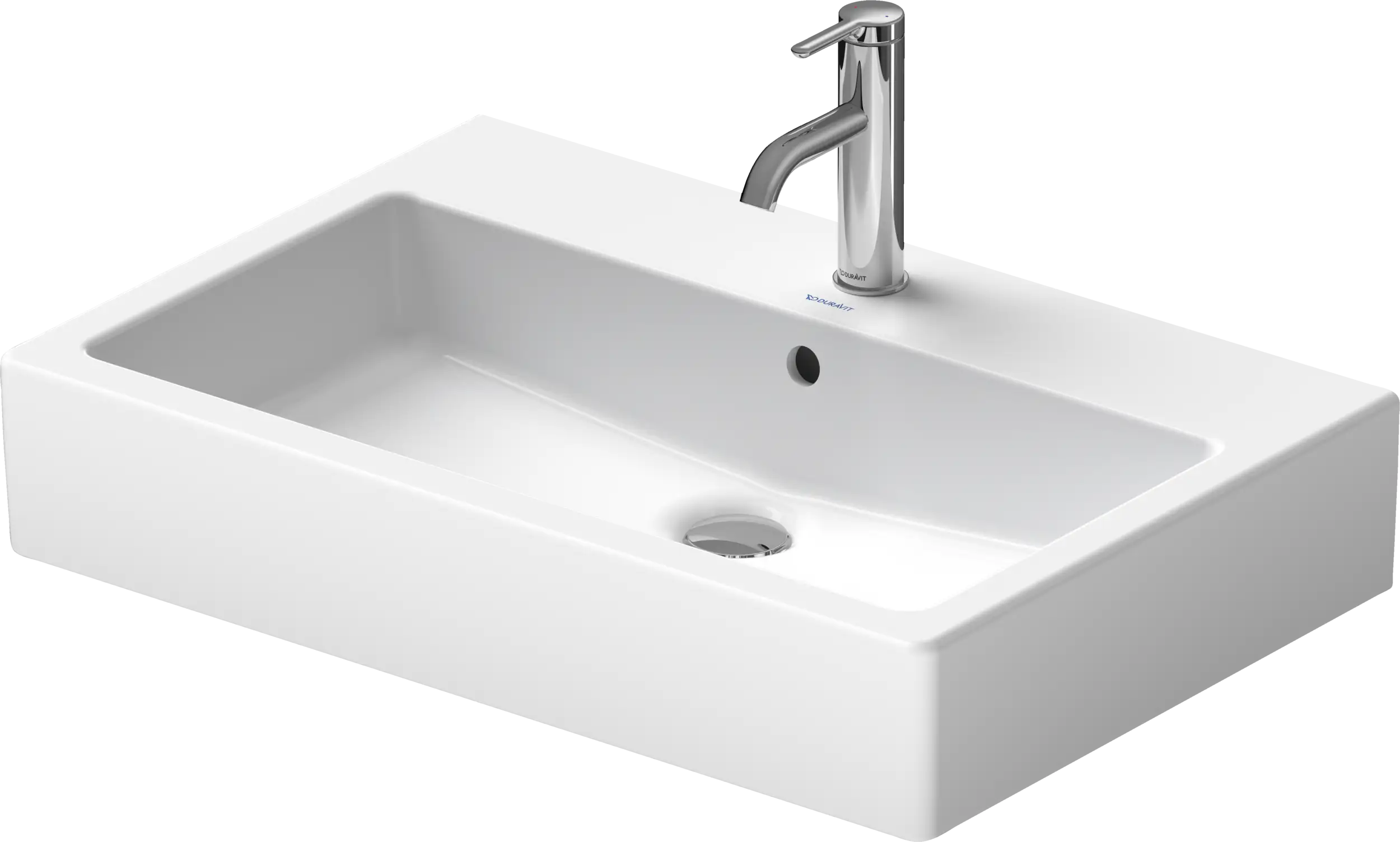Duravit Vero 27 1/2'' Rectangular Wall Mounted Sink in White with Single Faucet Hole and with Overflow