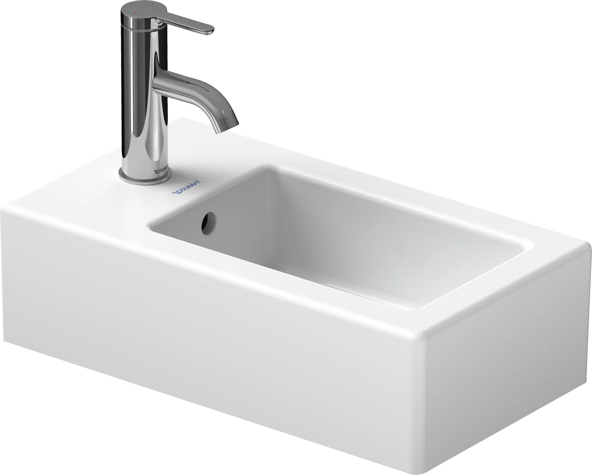 Duravit Vero 9 7/8'' Rectangular Wall Mounted Sink in White with Single Faucet Hole and with Overflow